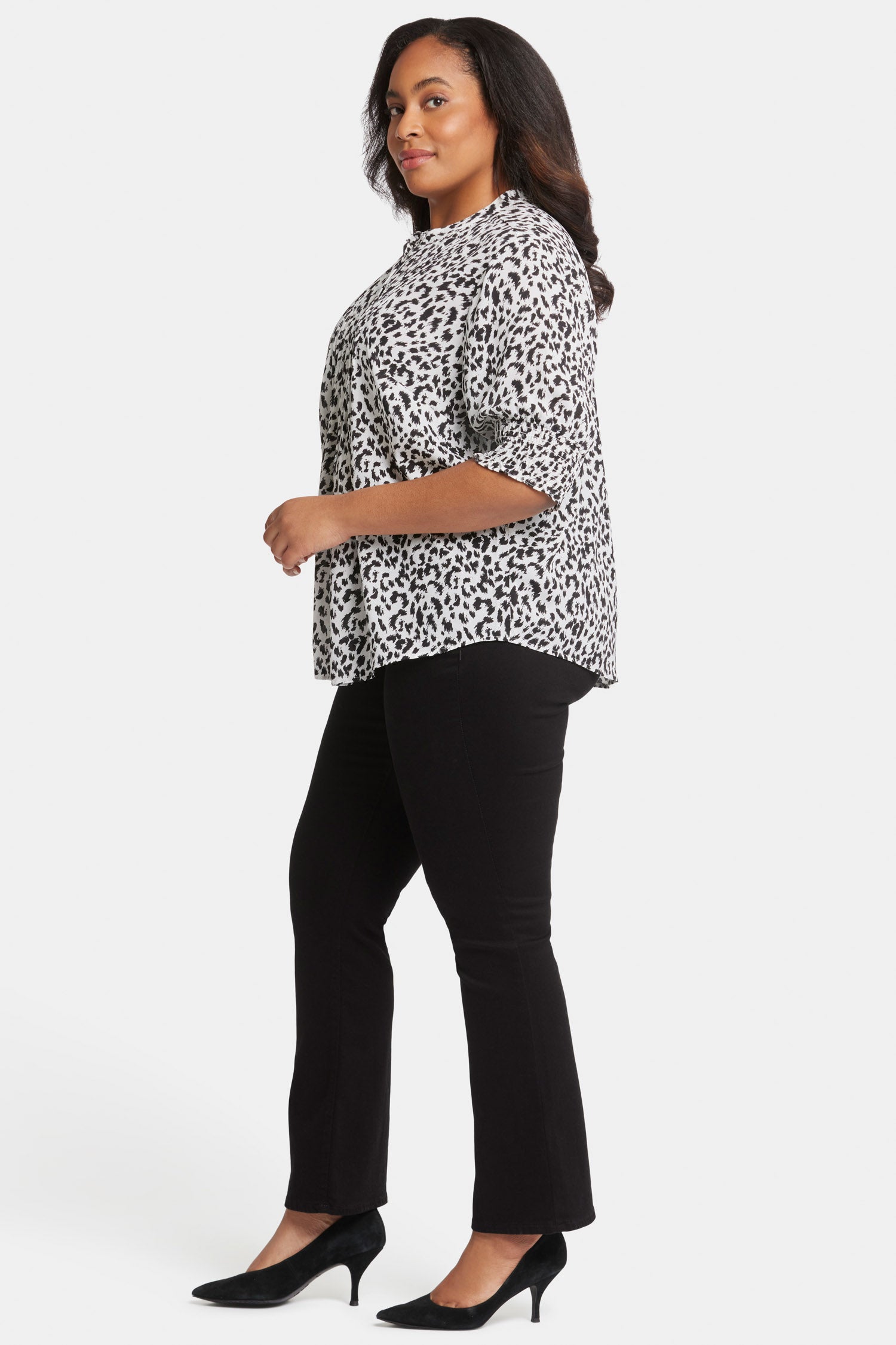 NYDJ Pleated Peasant Blouse In Plus Size  - Gato