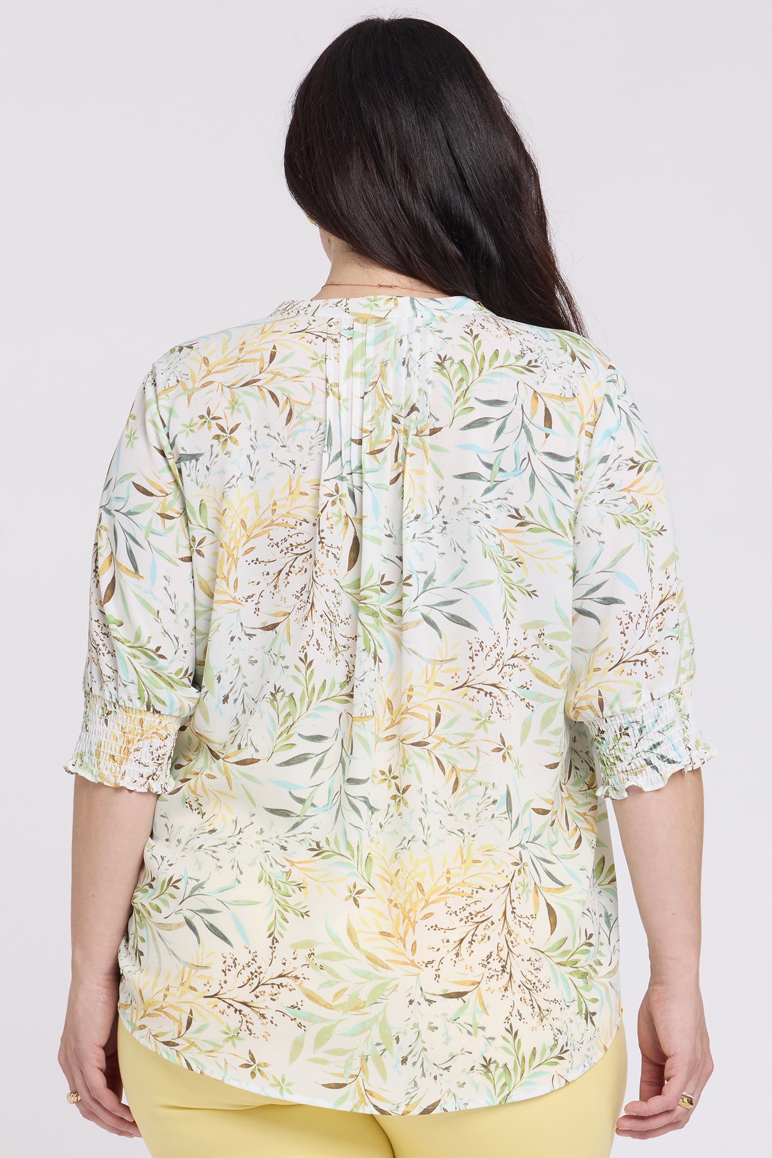 NYDJ Pleated Short Sleeved Blouse In Plus Size  - Chateau Jardin