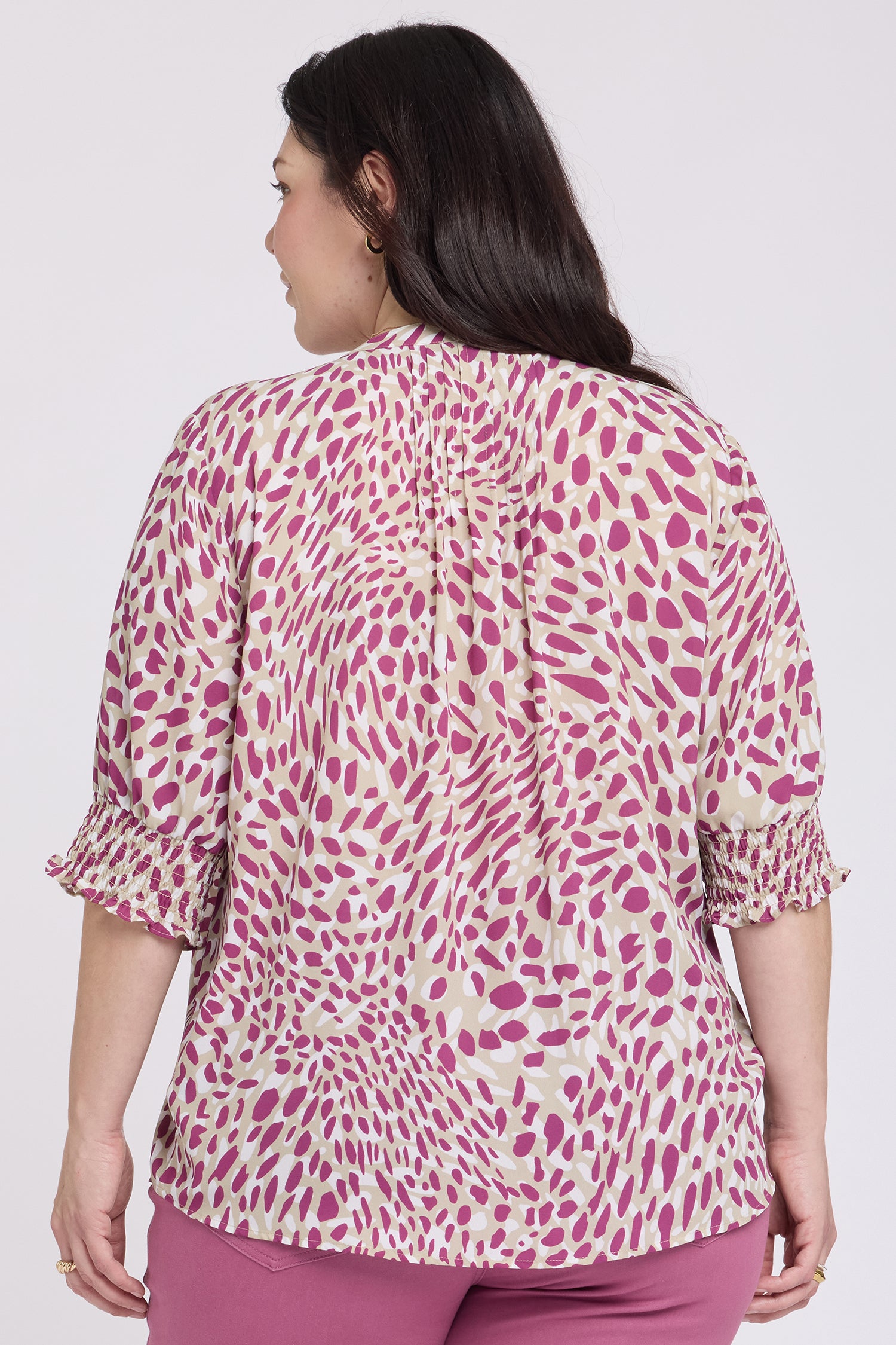 NYDJ Pleated Short Sleeved Blouse In Plus Size  - Sandcastles