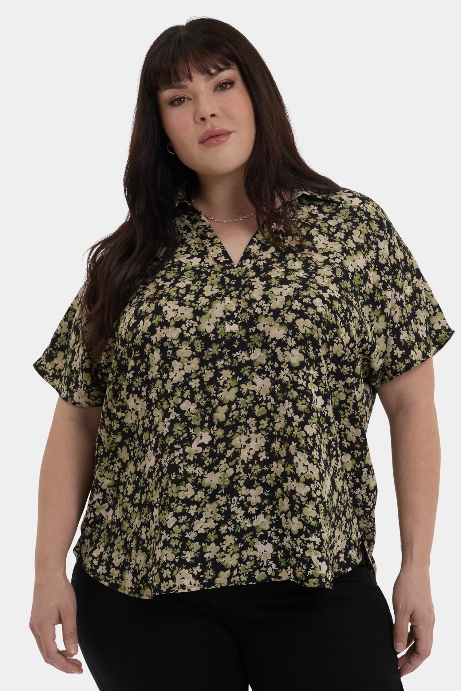 NYDJ Becky Short Sleeved Blouse In Plus Size  - Granada Garden