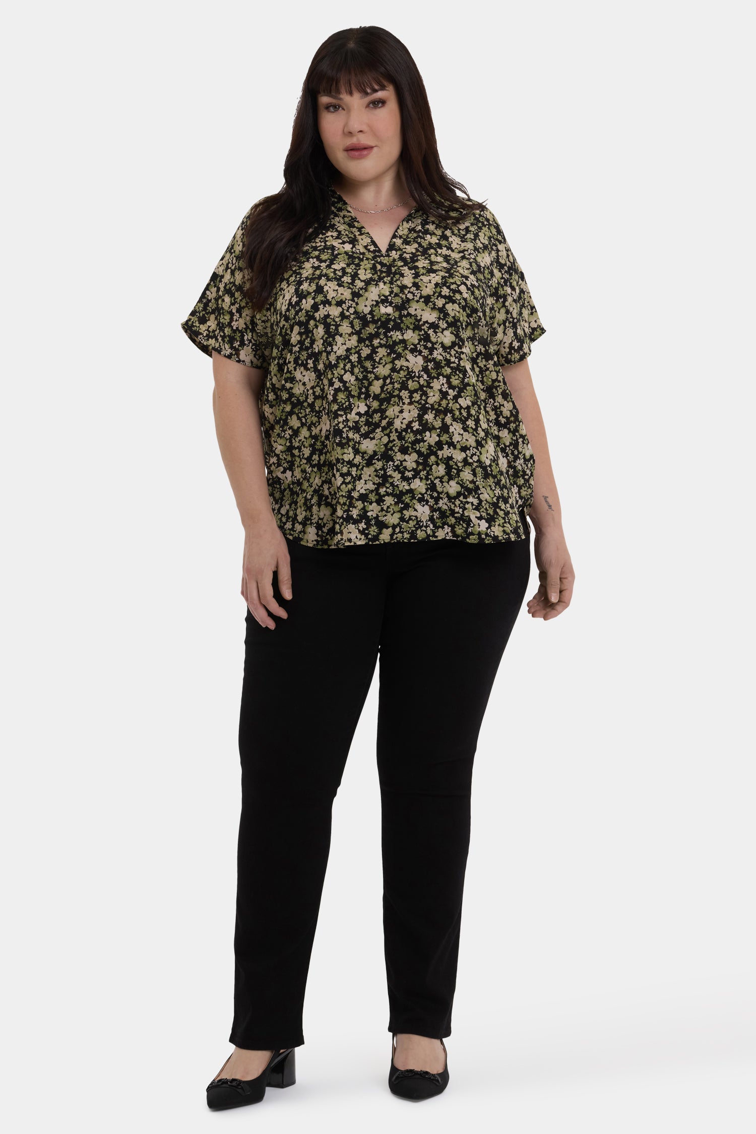 NYDJ Becky Short Sleeved Blouse In Plus Size  - Granada Garden
