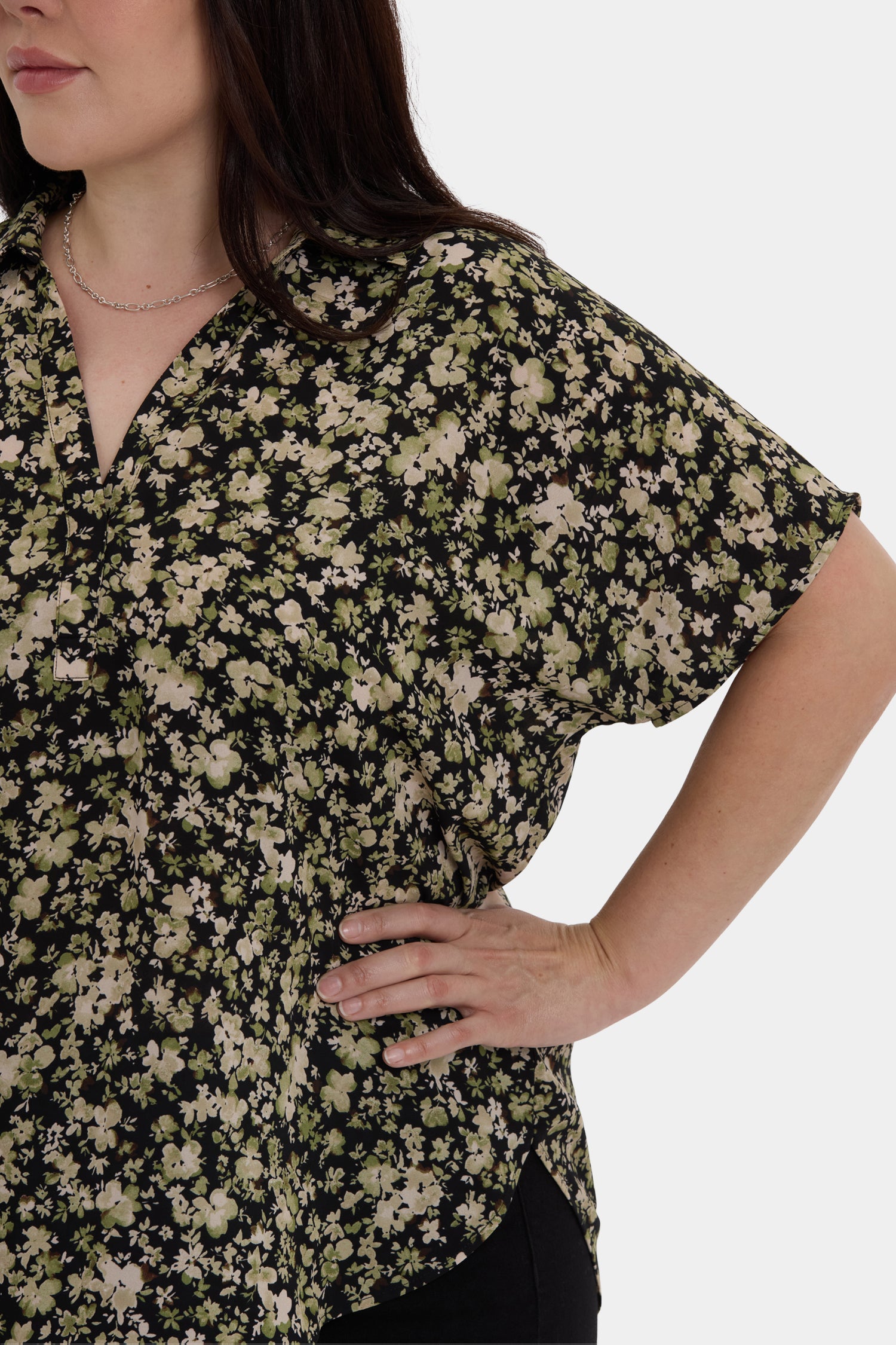 NYDJ Becky Short Sleeved Blouse In Plus Size  - Granada Garden