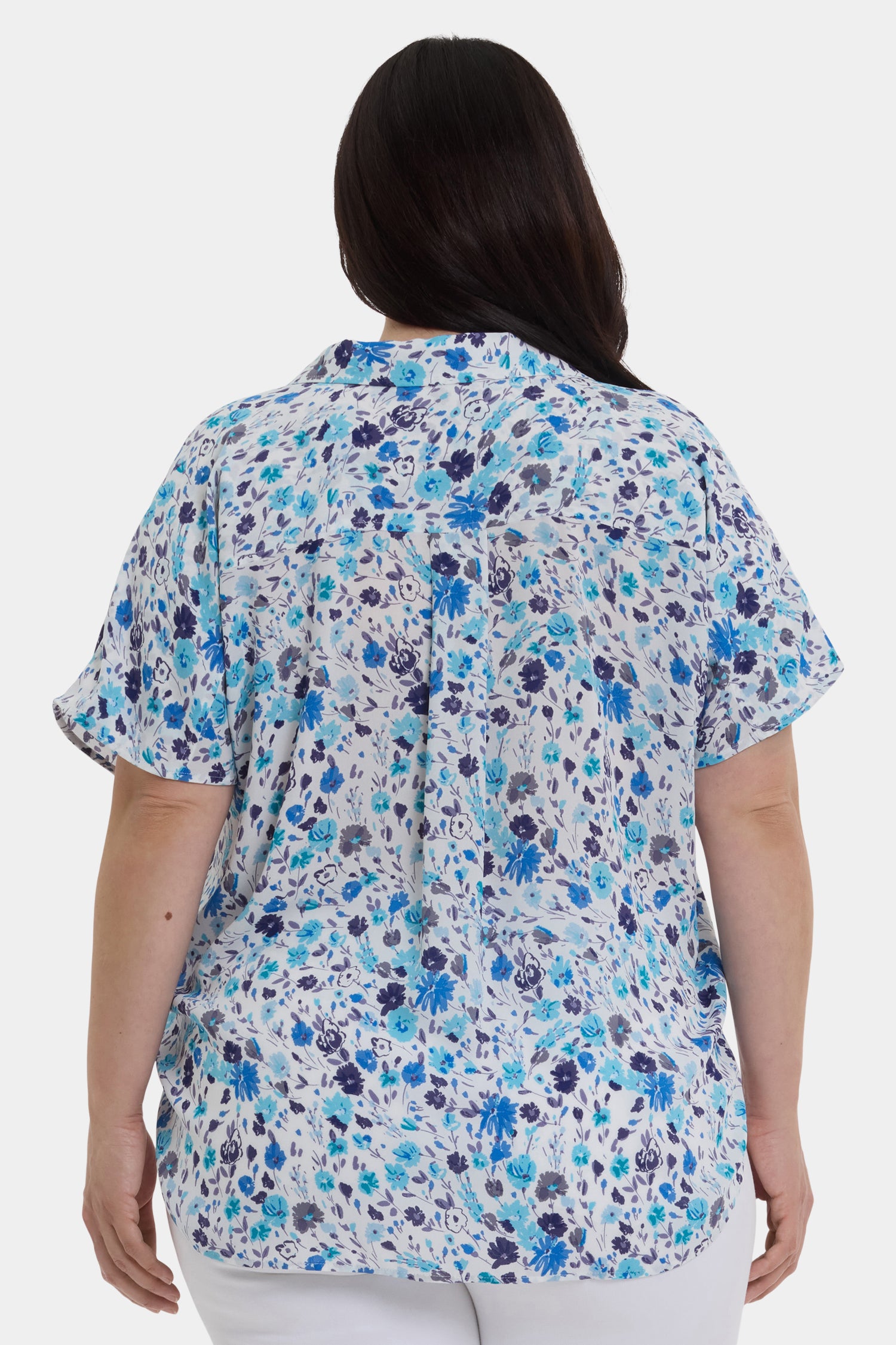 NYDJ Becky Short Sleeved Blouse In Plus Size  - Jimena Garden
