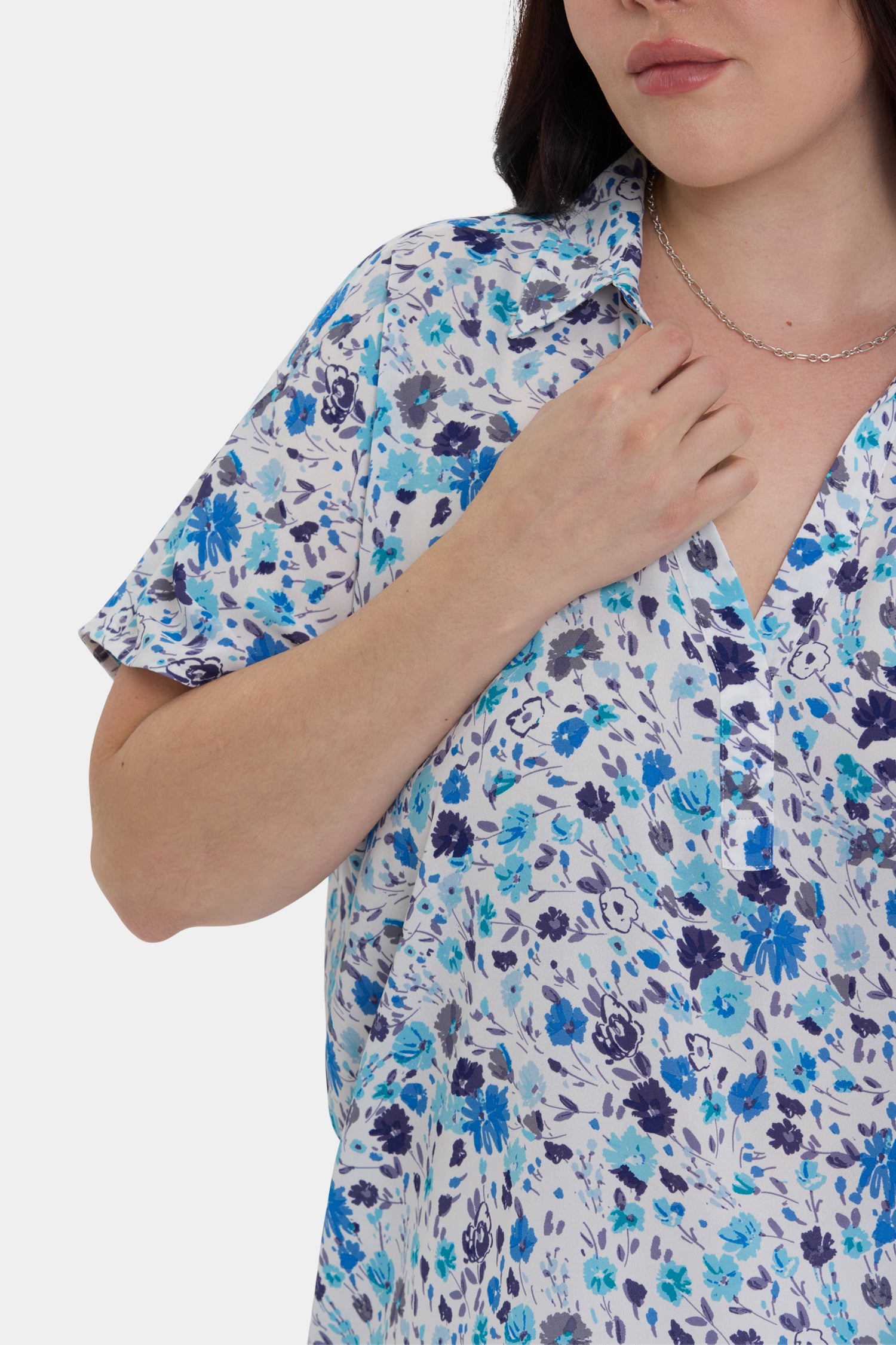 NYDJ Becky Short Sleeved Blouse In Plus Size  - Jimena Garden