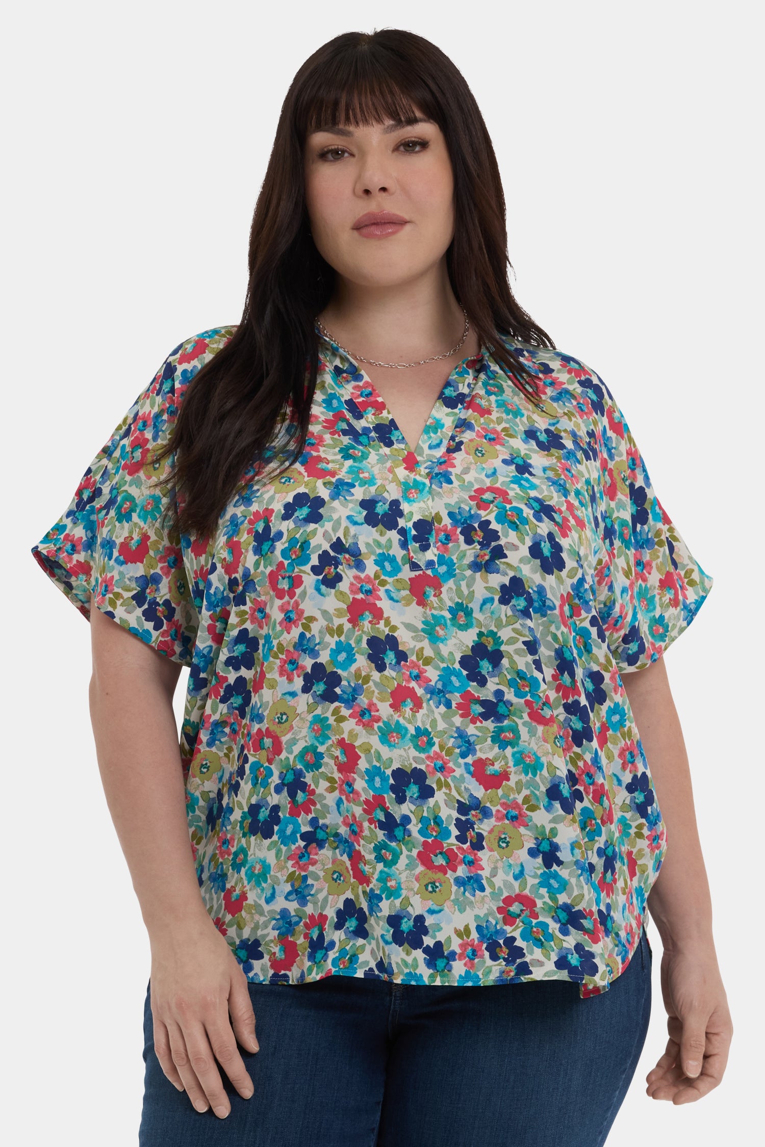 NYDJ Becky Short Sleeved Blouse In Plus Size  - Cala Gracio