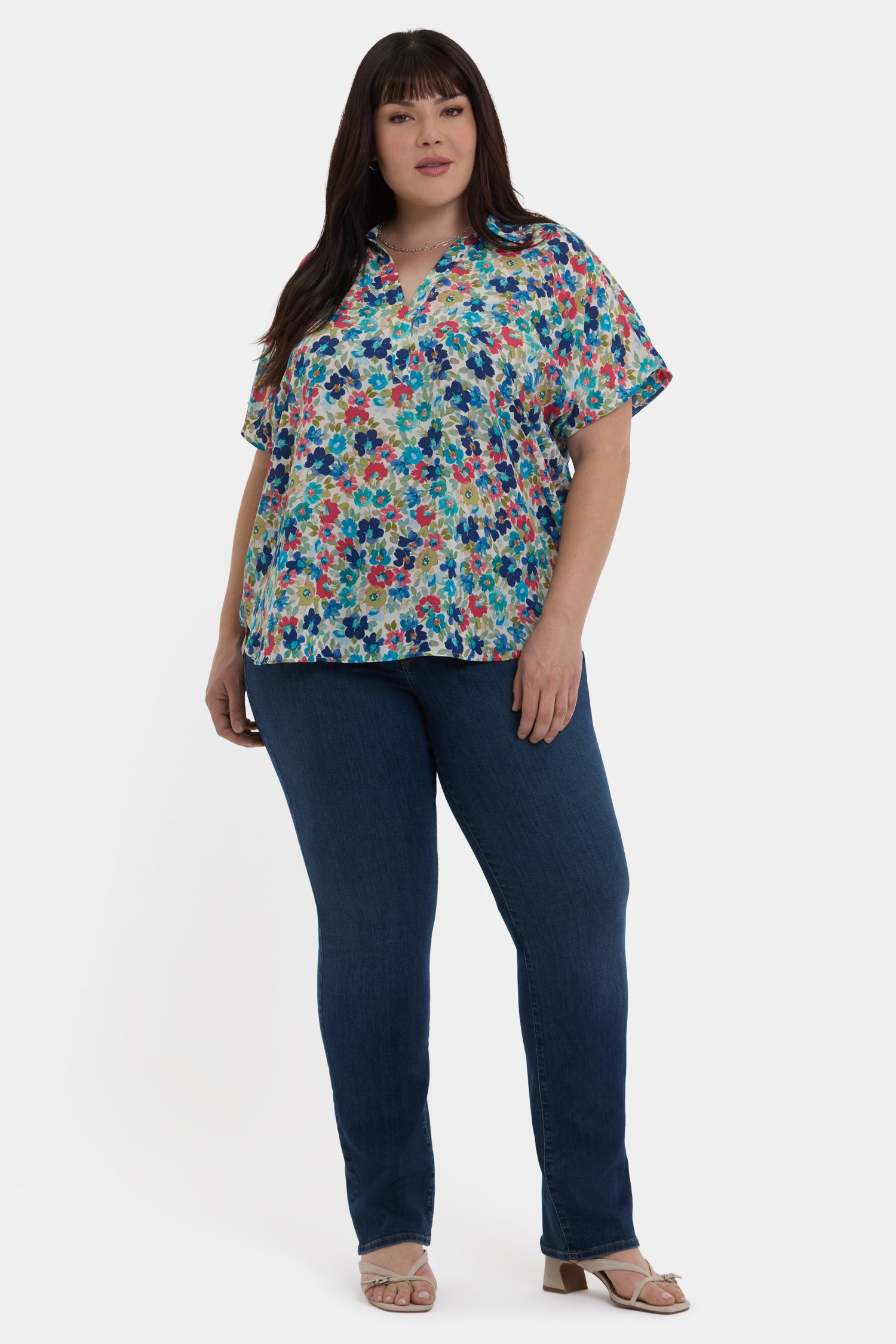 NYDJ Becky Short Sleeved Blouse In Plus Size  - Cala Gracio