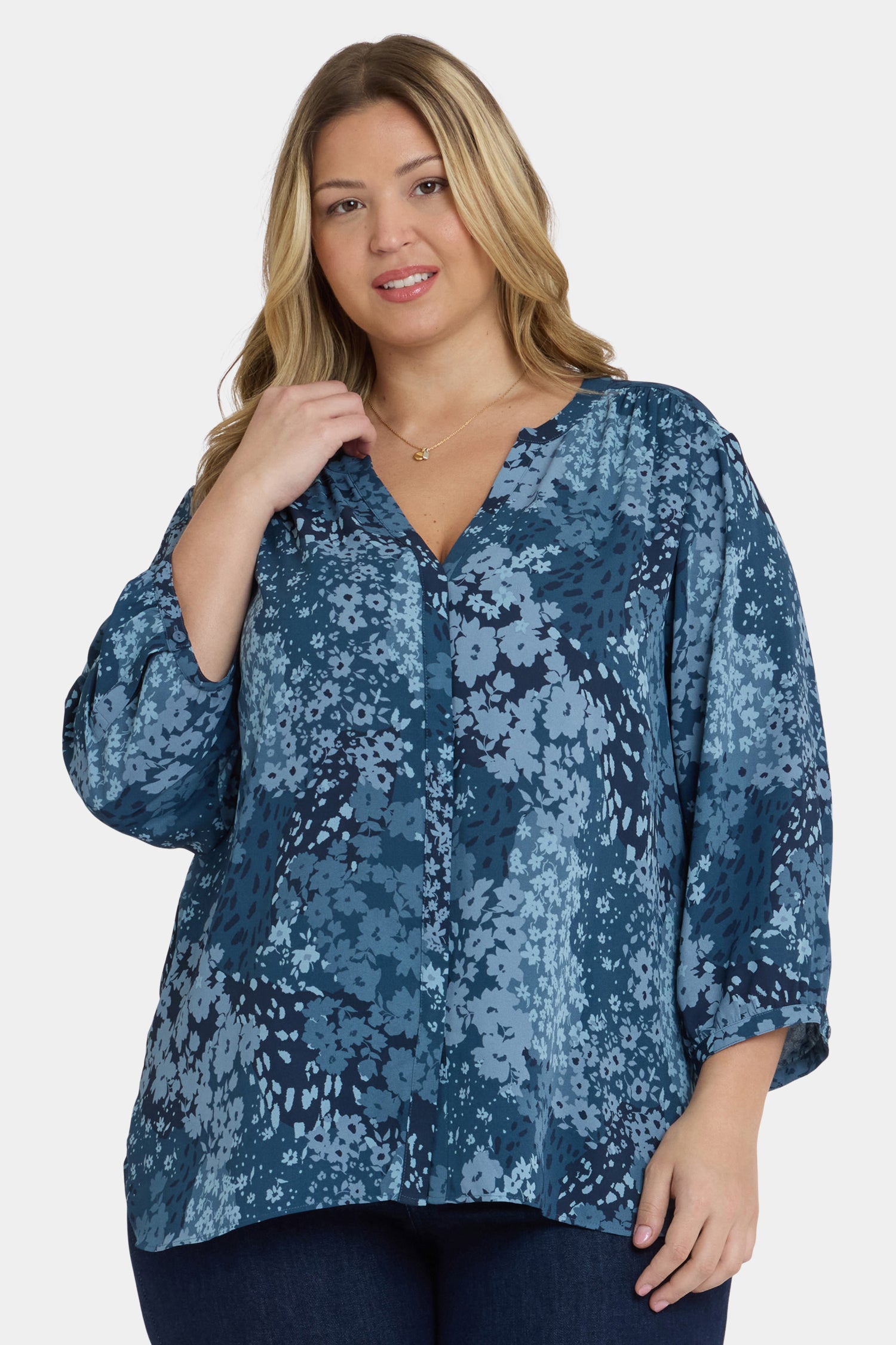 NYDJ Pintuck Blouse In Plus Size  - Belleville