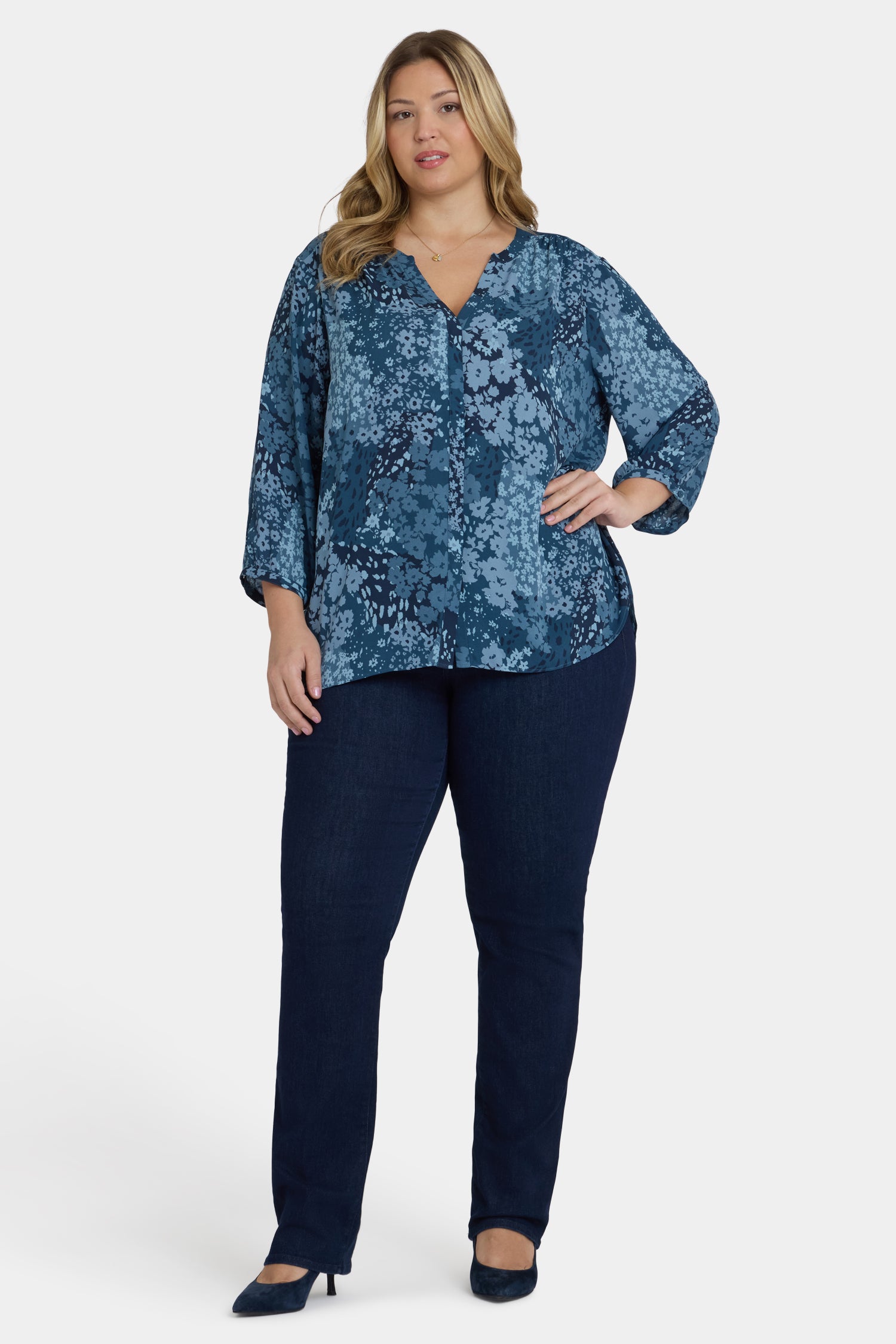 NYDJ Pintuck Blouse In Plus Size  - Belleville