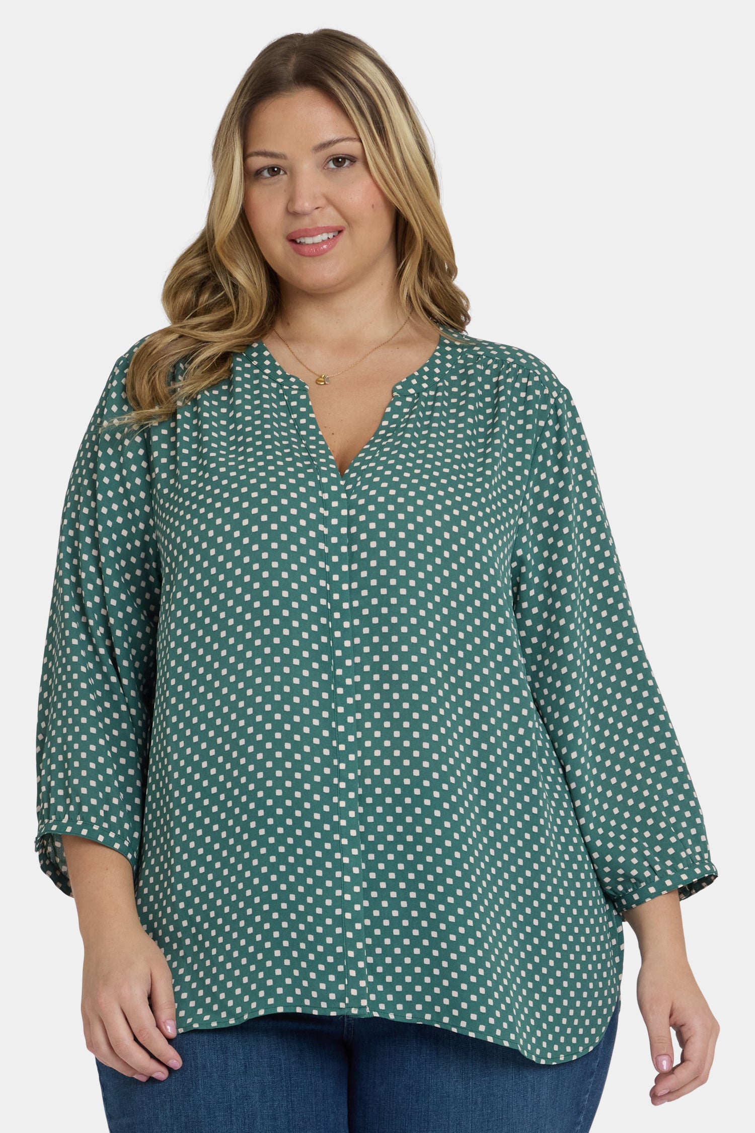 NYDJ Pintuck Blouse In Plus Size  - Adeline Dots