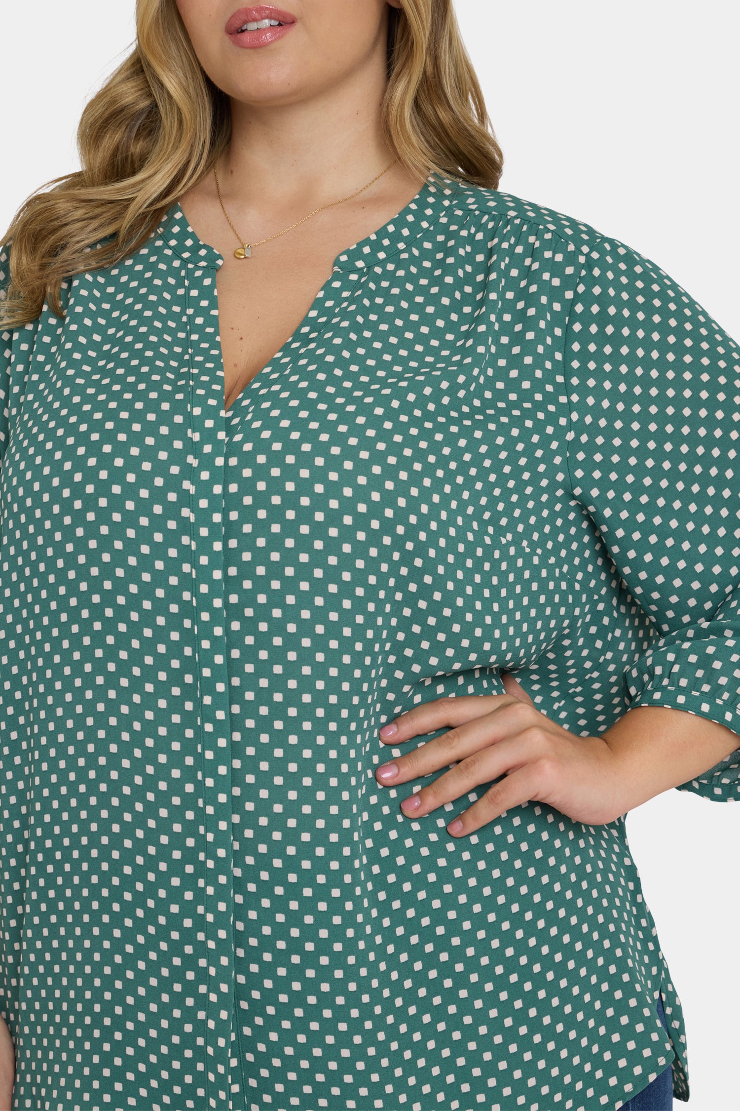 NYDJ Pintuck Blouse In Plus Size  - Adeline Dots
