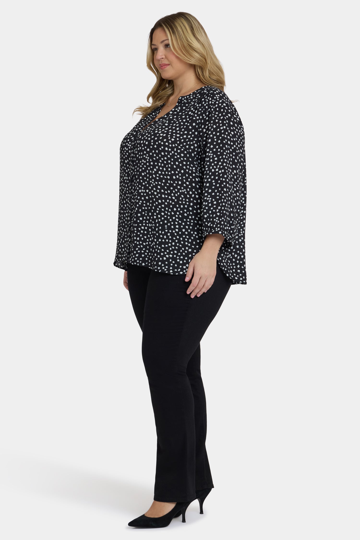 NYDJ Pintuck Blouse In Plus Size  - Francoise Dots