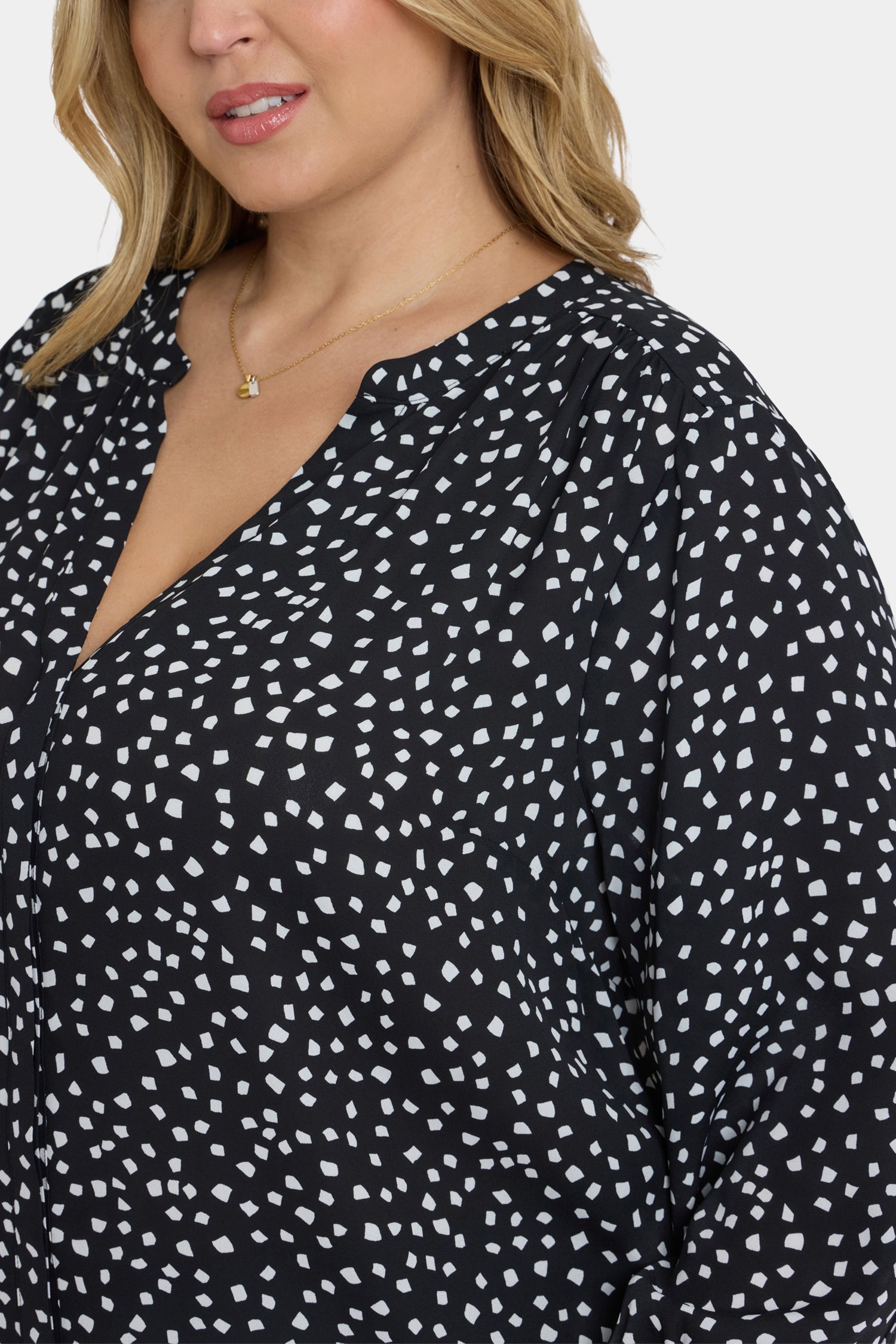 NYDJ Pintuck Blouse In Plus Size  - Francoise Dots