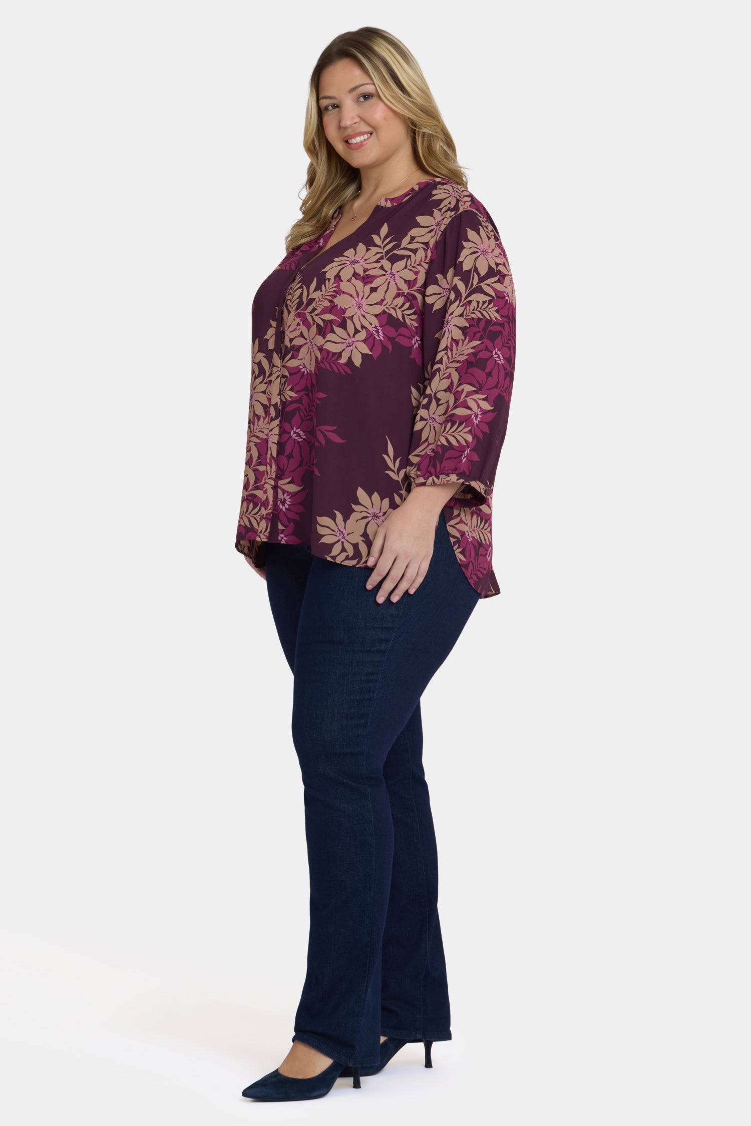 NYDJ Pintuck Blouse In Plus Size  - Bonne Nouvelle