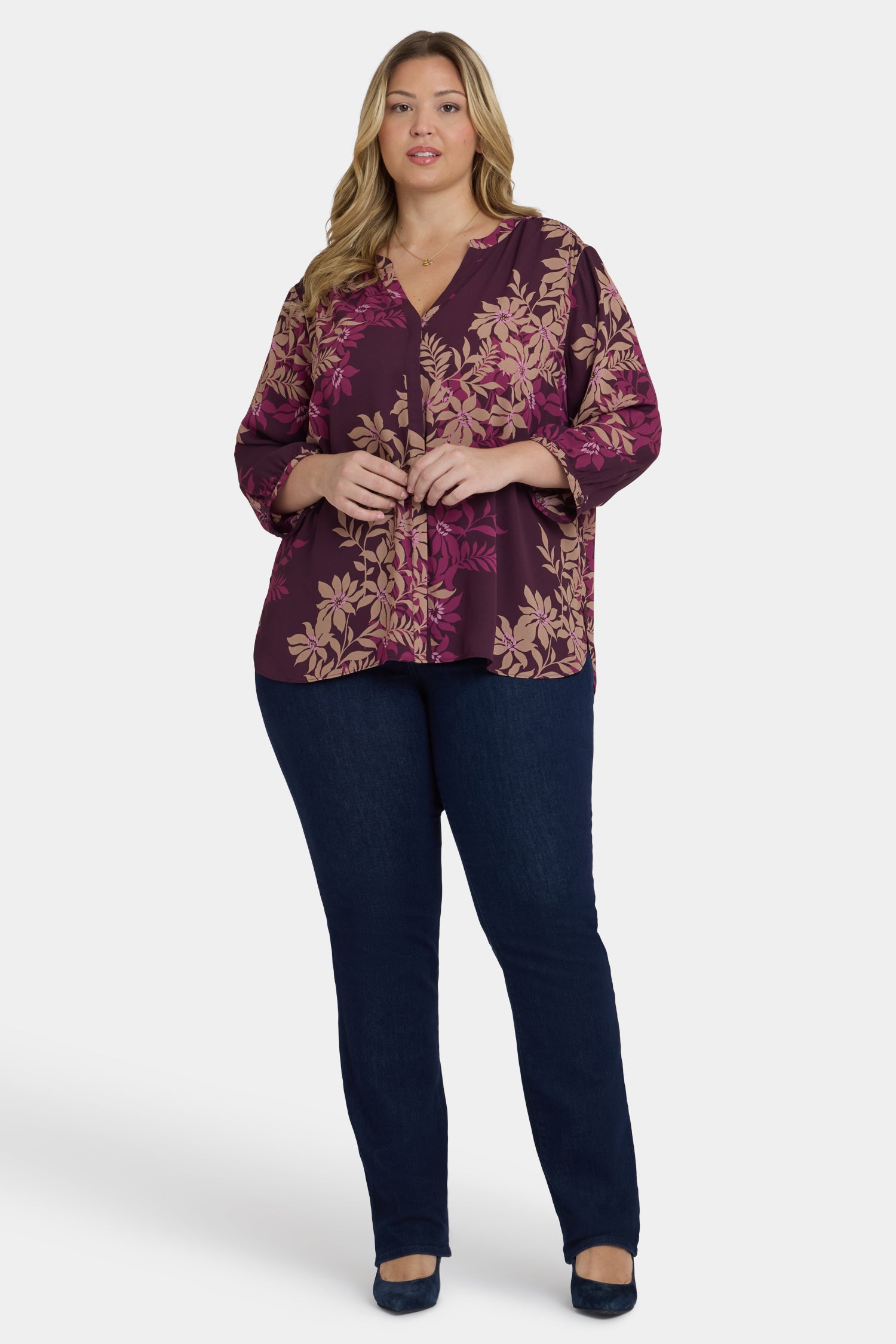 NYDJ Pintuck Blouse In Plus Size  - Bonne Nouvelle