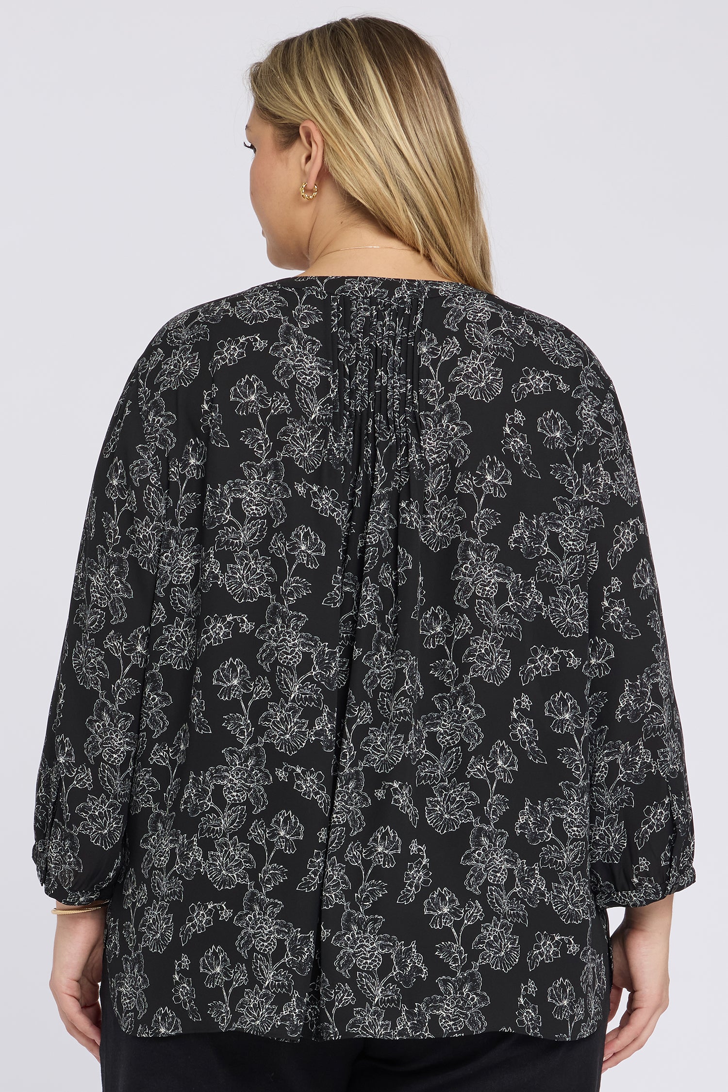 NYDJ Pintuck Blouse In Plus Size  - Floralesque