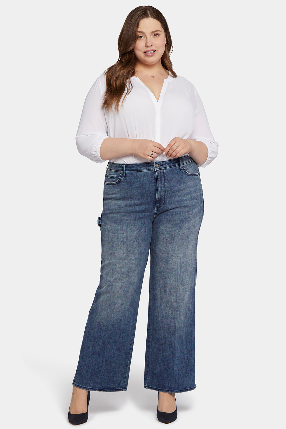NYDJ Teresa Wide Leg Jeans In Plus Size With High Rise And Utility Detail - Caliente