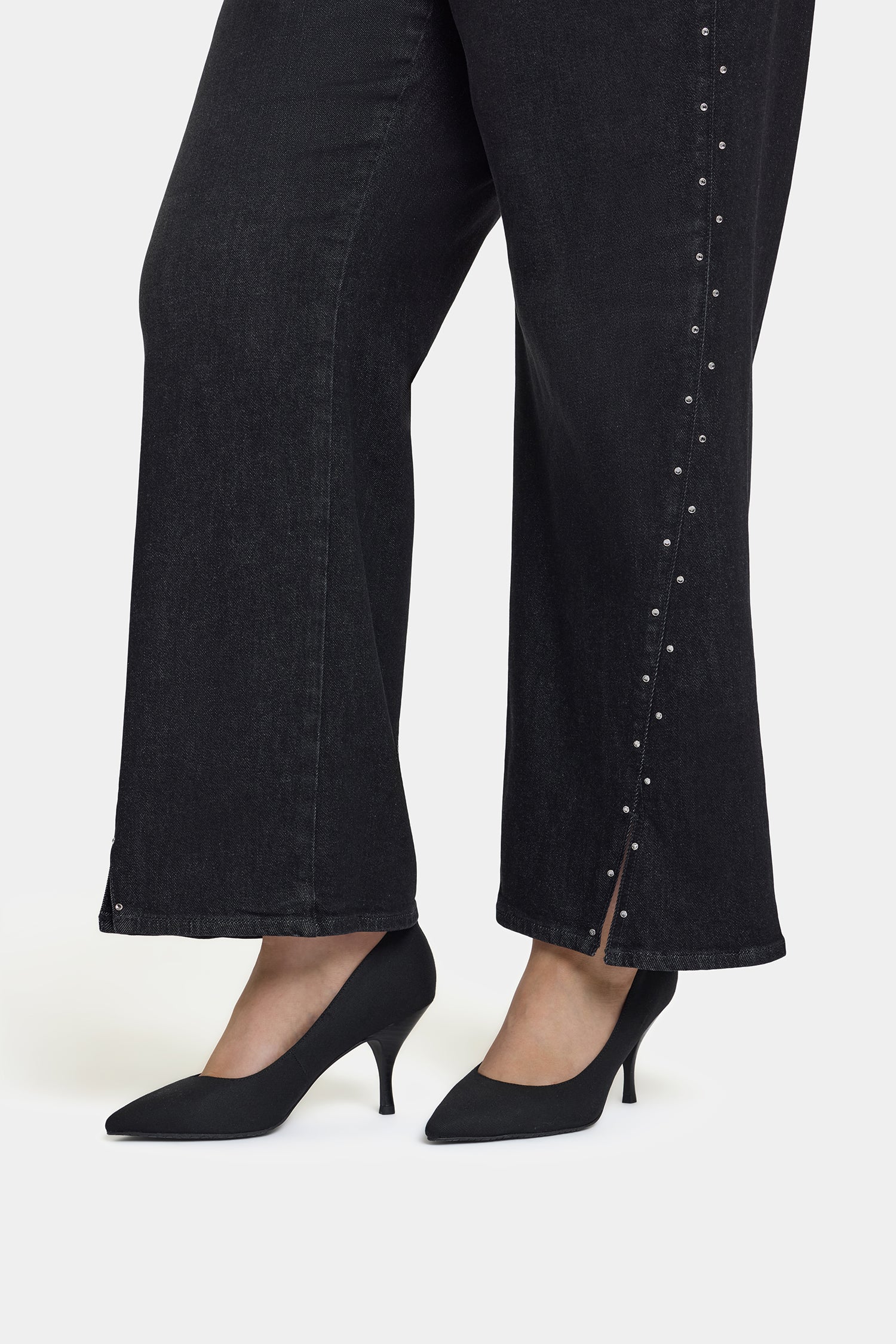 NYDJ Teresa Wide Leg Jeans In Plus Size With Rhinestones, Front Slits And 31