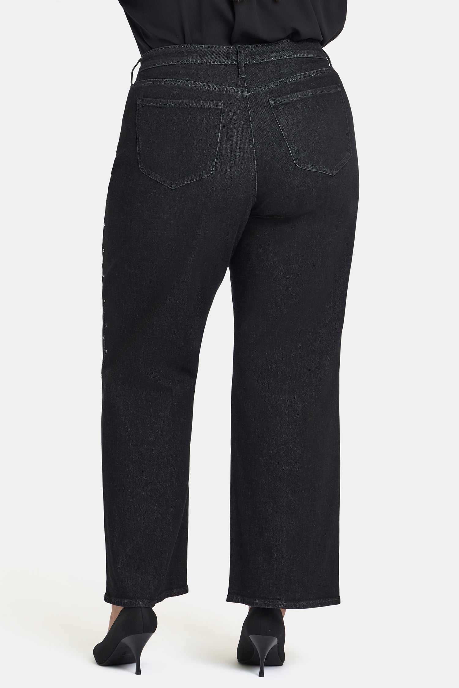 NYDJ Teresa Wide Leg Jeans In Plus Size With Rhinestones, Front Slits And 31