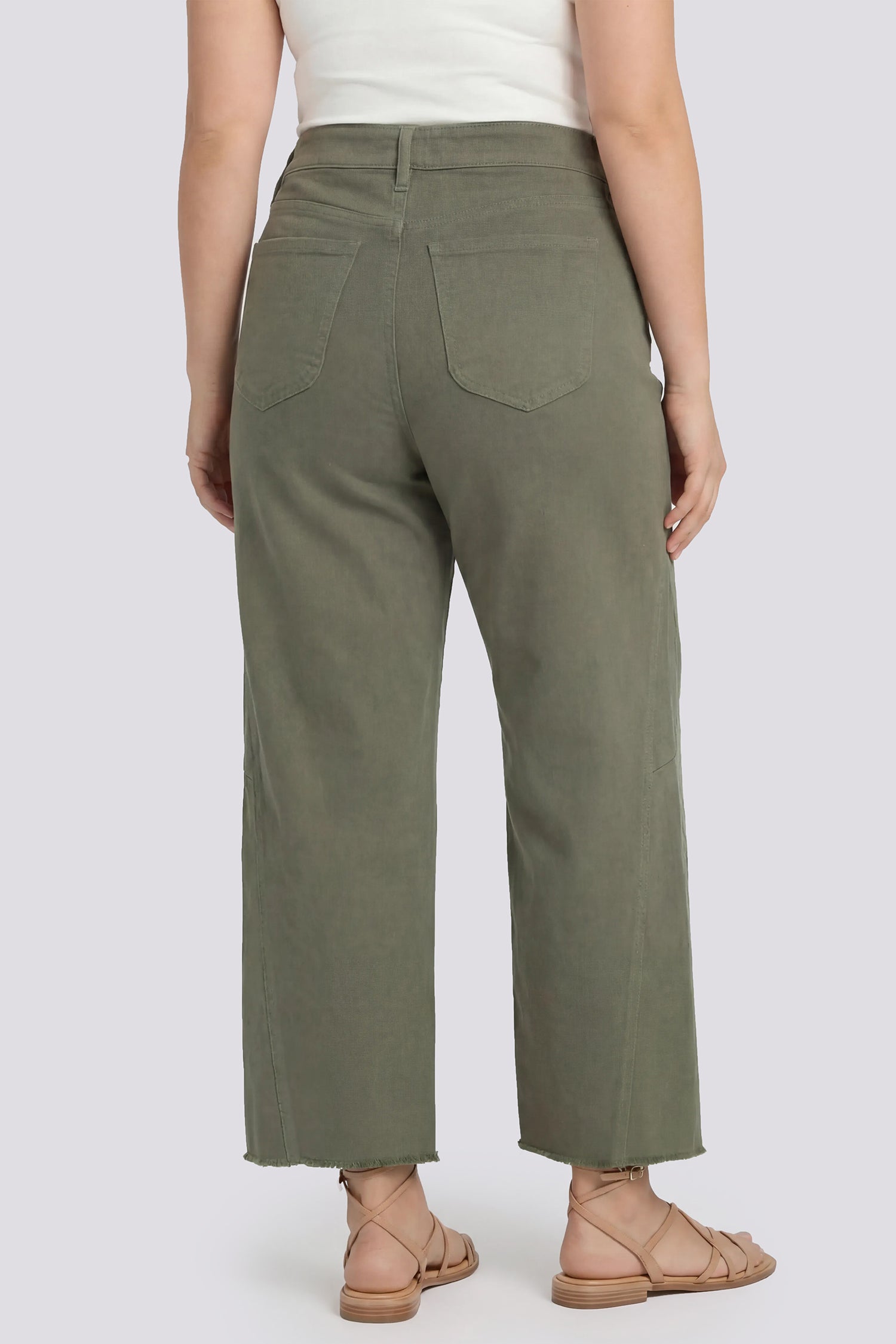 NYDJ Alyssa Relaxed Crop Jeans In Plus Size With Side Panels And Frayed Hems - Desert Green