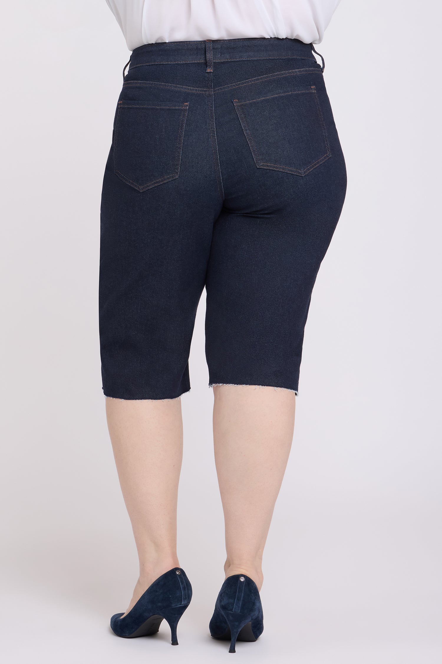 NYDJ Kristie '80s Bermuda Denim Shorts In Plus Size With Pressed Creases And Raw Hems - Magical