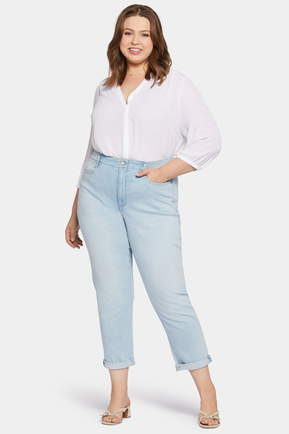 NYDJ Margot Girlfriend Jeans In Plus Size With High Rise - Brightside
