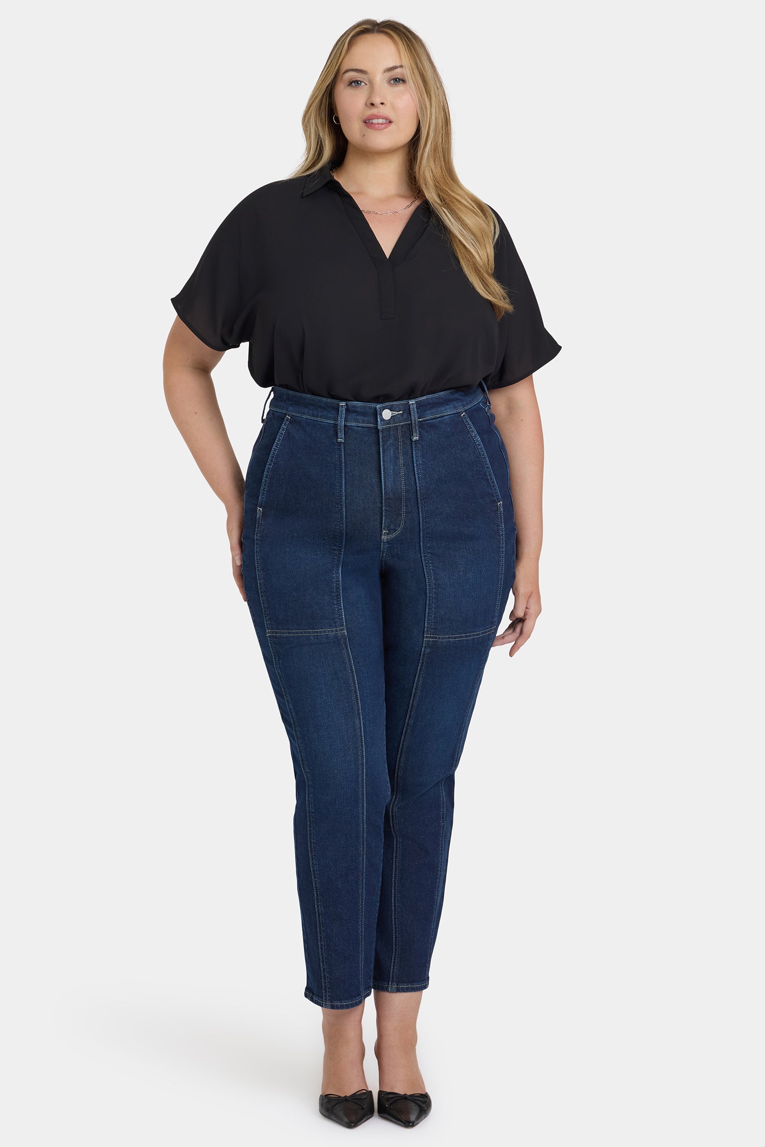 NYDJ Margot Girlfriend Jeans In Plus Size With Front Seam Detail - Midnight Breeze