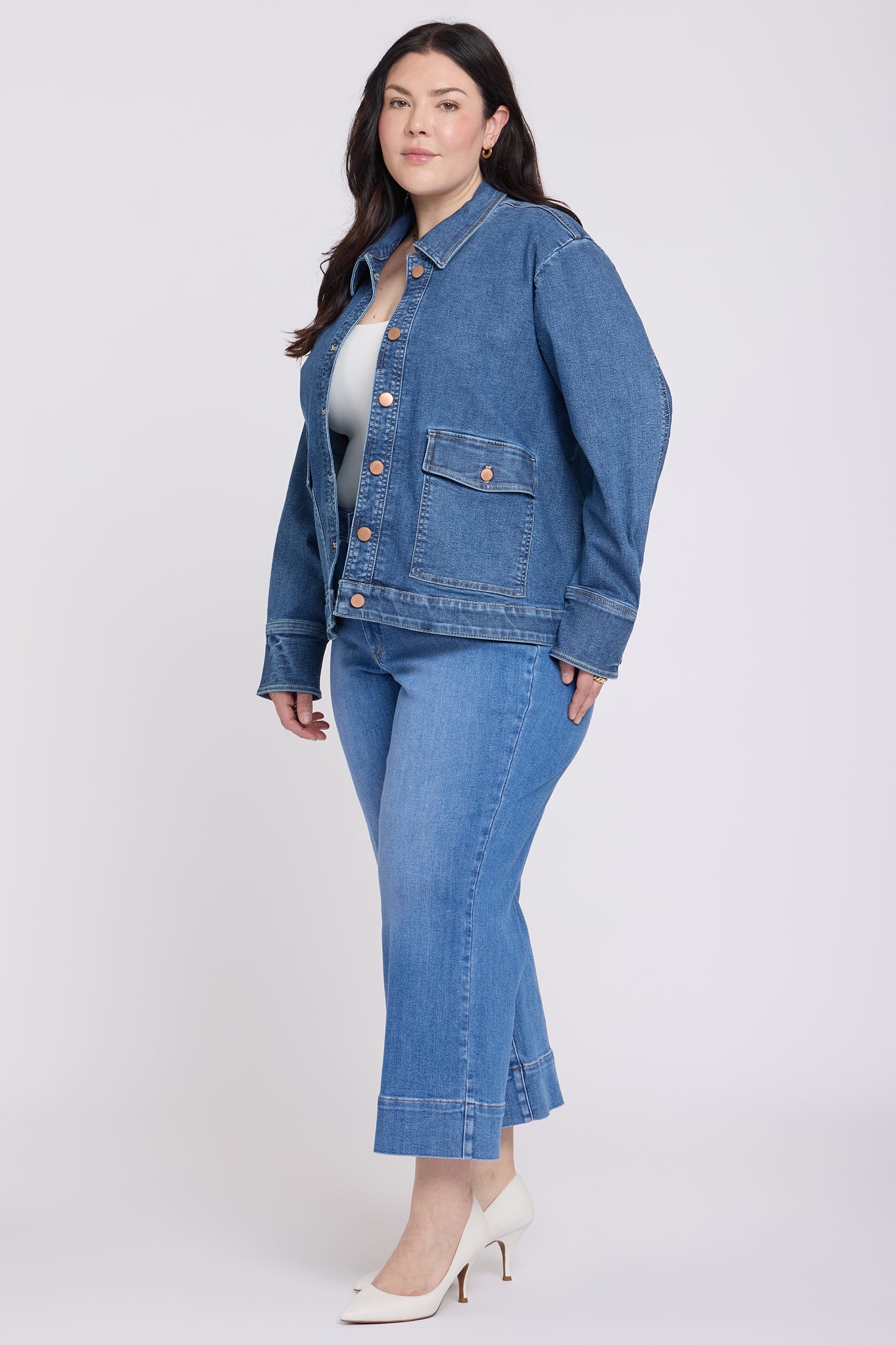 NYDJ Denim Jacket In Plus Size With Oversize Pockets - Salton