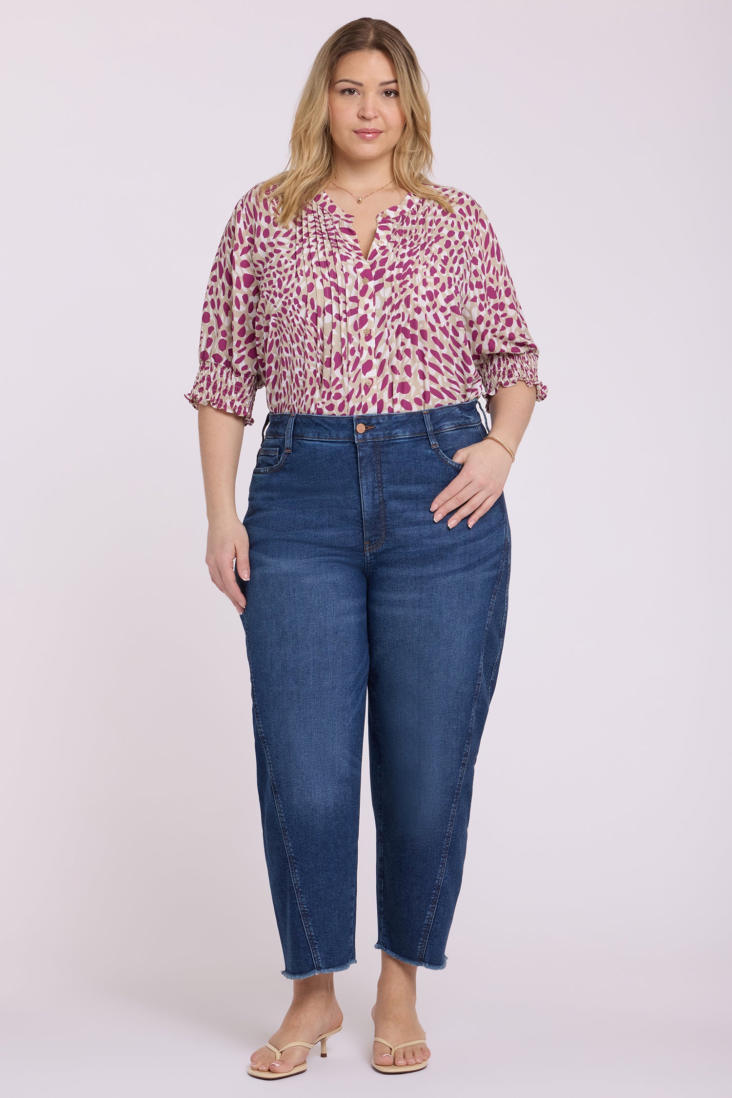 NYDJ Alyssa Relaxed Crop Jeans In Plus Size With Side Panels And Frayed Hems - Sunset Villa