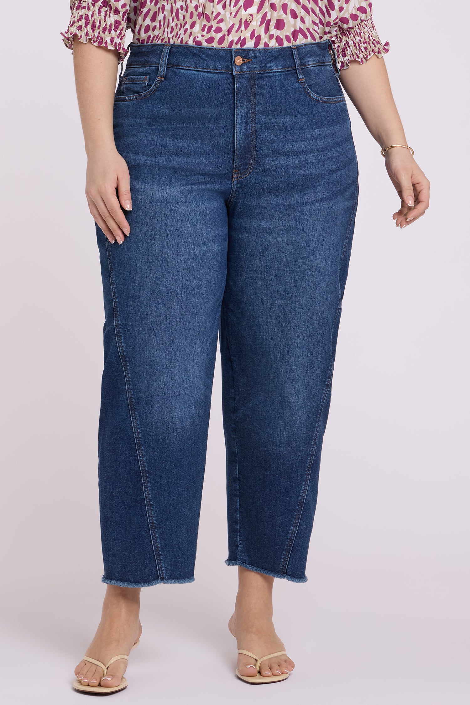 NYDJ Alyssa Relaxed Crop Jeans In Plus Size With Side Panels And Frayed Hems - Sunset Villa