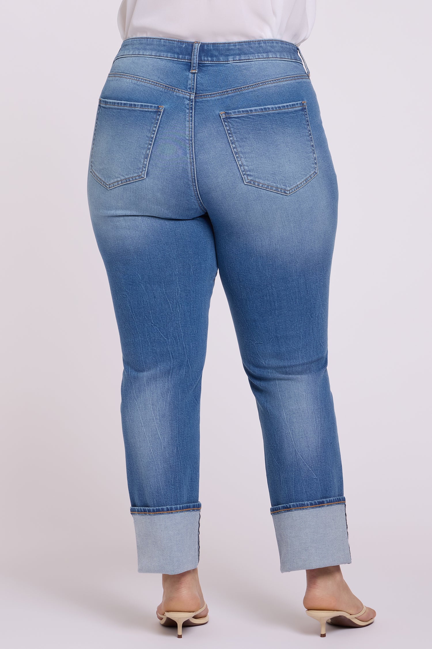 NYDJ Marilyn Straight Jeans In Plus Size With Pintucks And Deep Cuffs - Pacifica