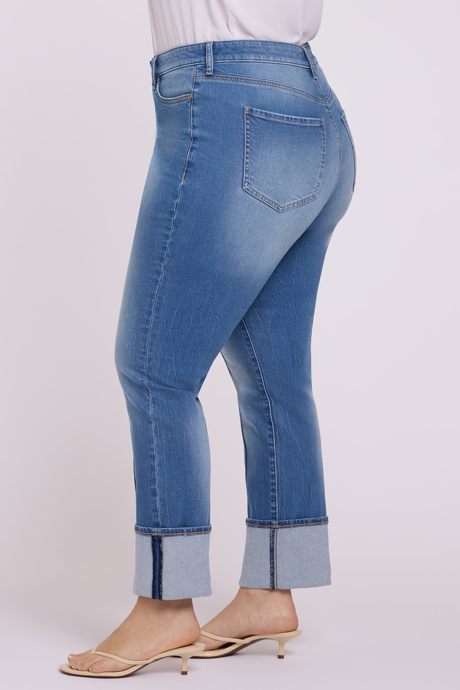 NYDJ Marilyn Straight Jeans In Plus Size With Pintucks And Deep Cuffs - Pacifica