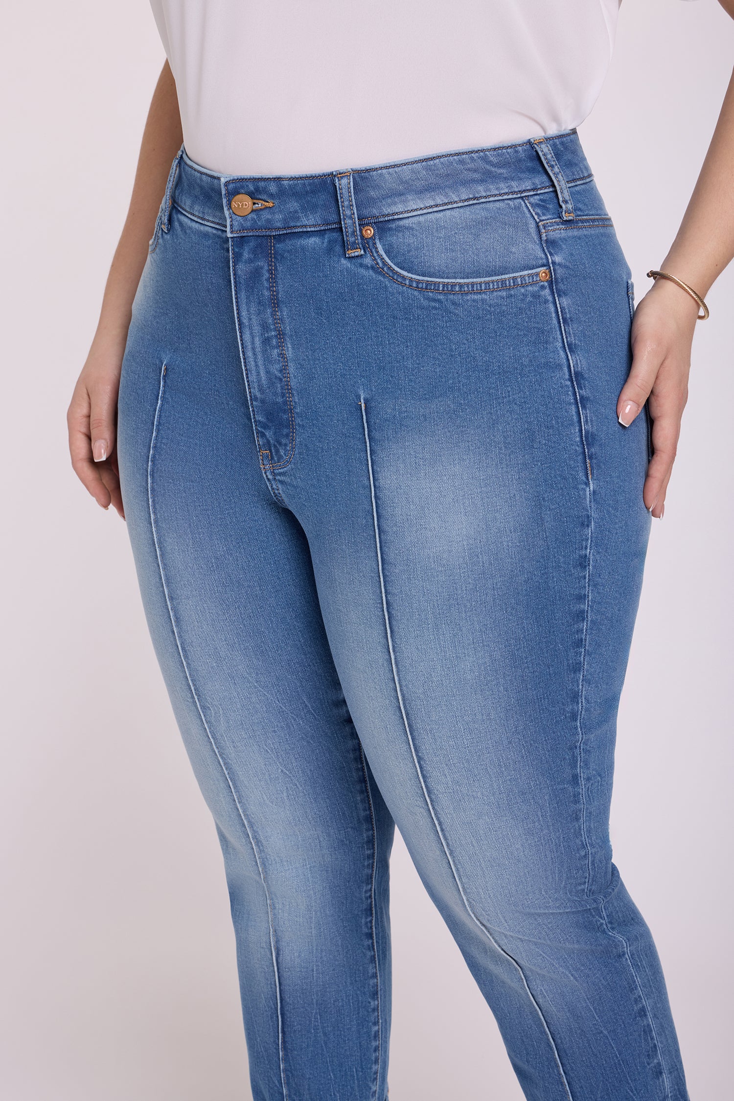 NYDJ Marilyn Straight Jeans In Plus Size With Pintucks And Deep Cuffs - Pacifica