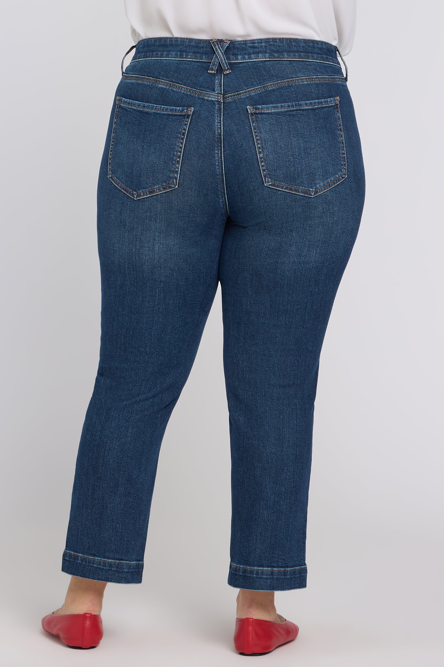 NYDJ Sheri Slim Straight Ankle Jeans In Plus Size With Criss-Cross Belt Loop And Side Slits - Sunset Villa