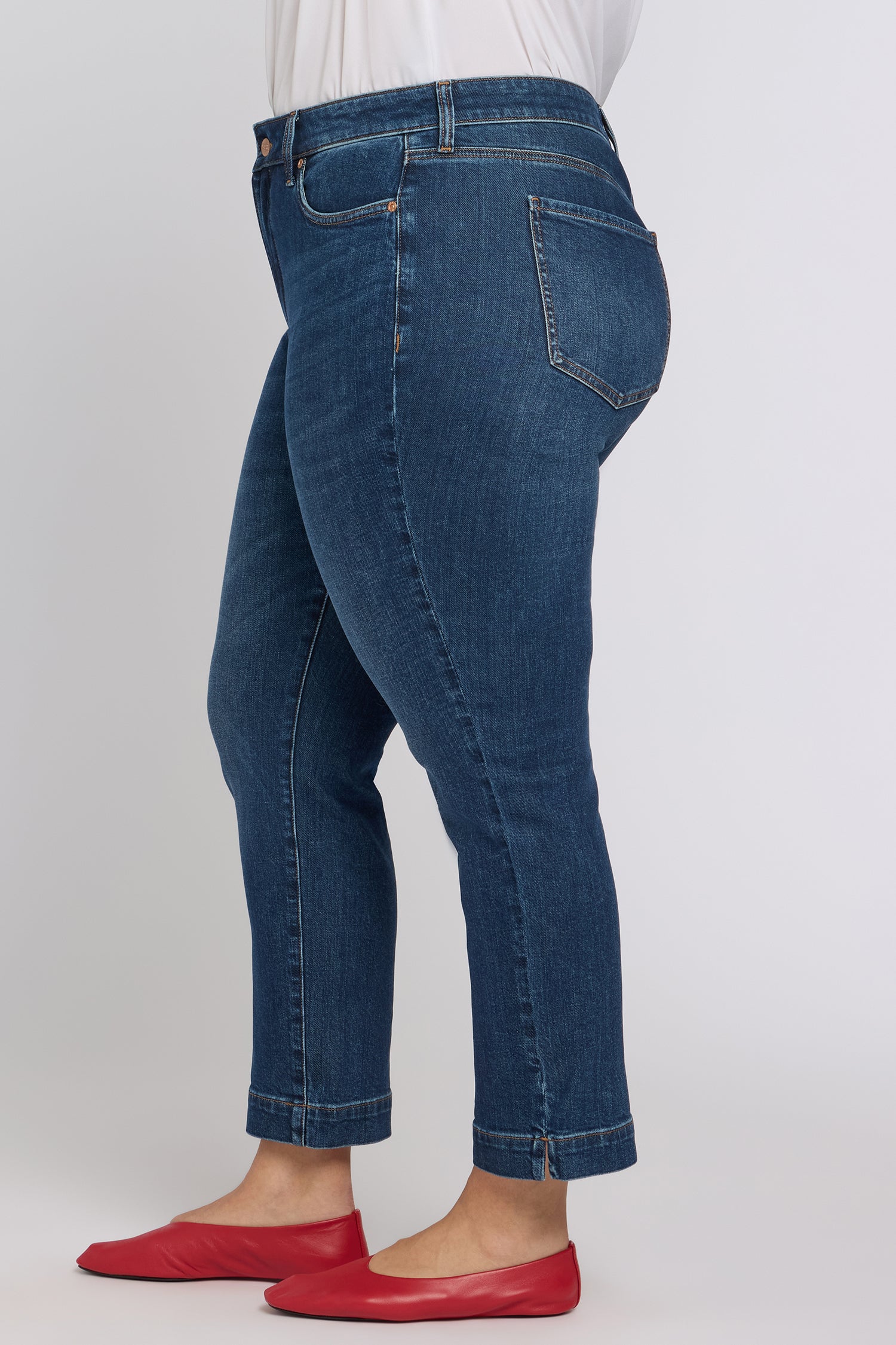 NYDJ Sheri Slim Straight Ankle Jeans In Plus Size With Criss-Cross Belt Loop And Side Slits - Sunset Villa