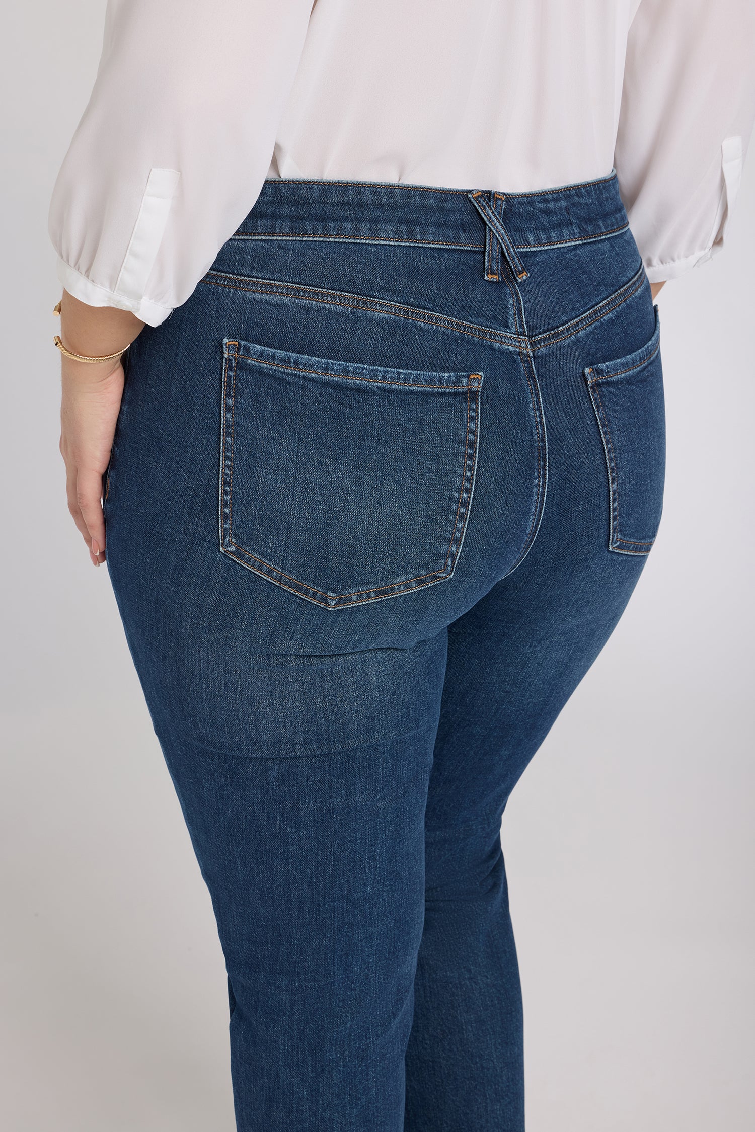 NYDJ Sheri Slim Straight Ankle Jeans In Plus Size With Criss-Cross Belt Loop And Side Slits - Sunset Villa