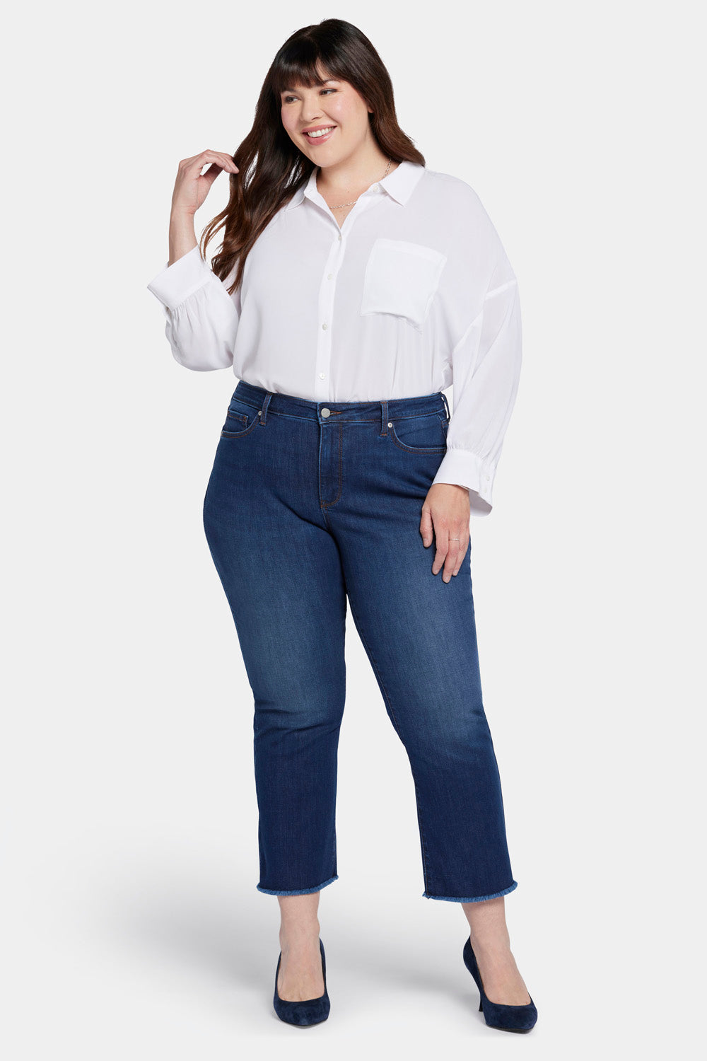 NYDJ Barbara Bootcut Ankle Jeans In Plus Size With Frayed Hems - Gold Coast