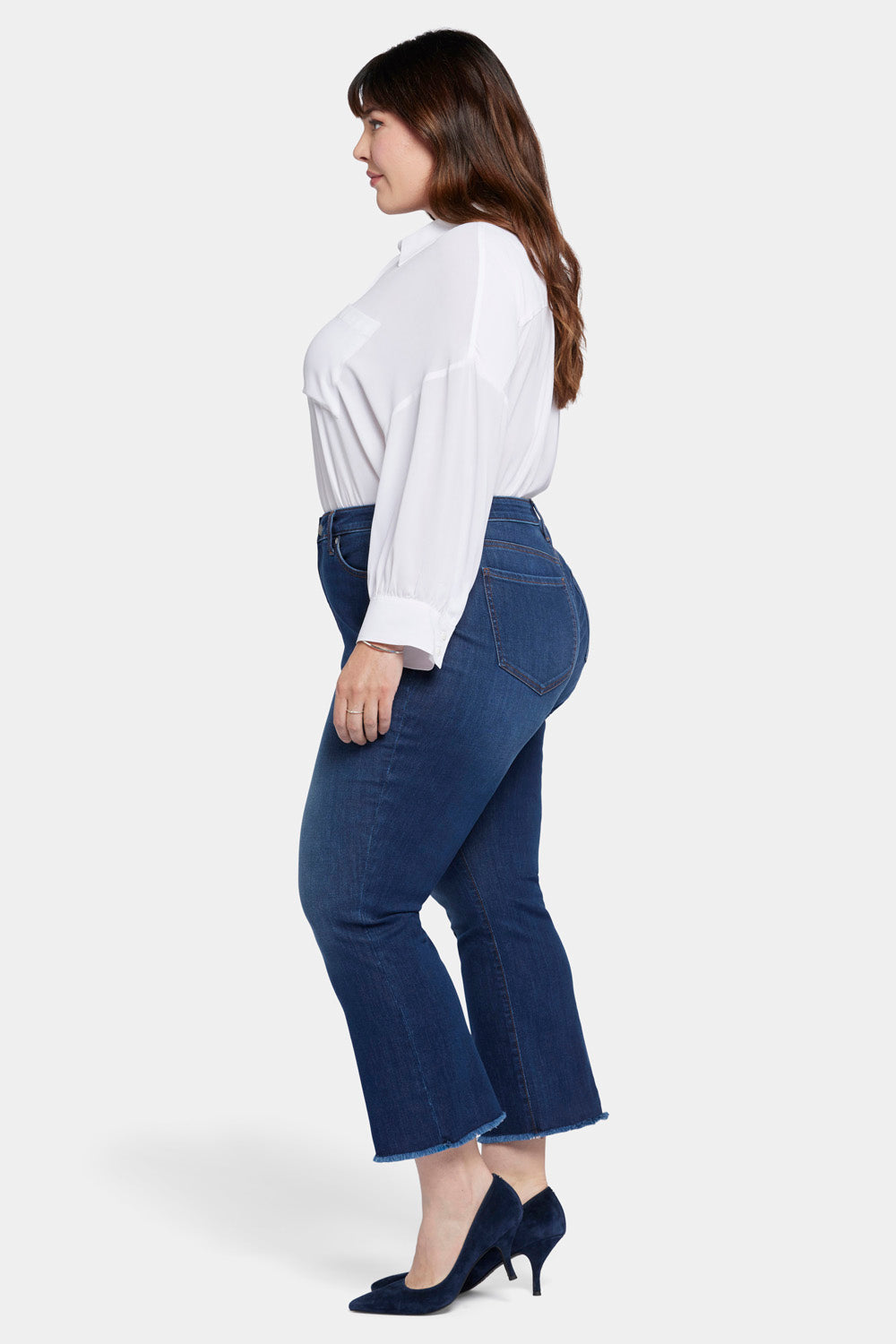 NYDJ Barbara Bootcut Ankle Jeans In Plus Size With Frayed Hems - Gold Coast