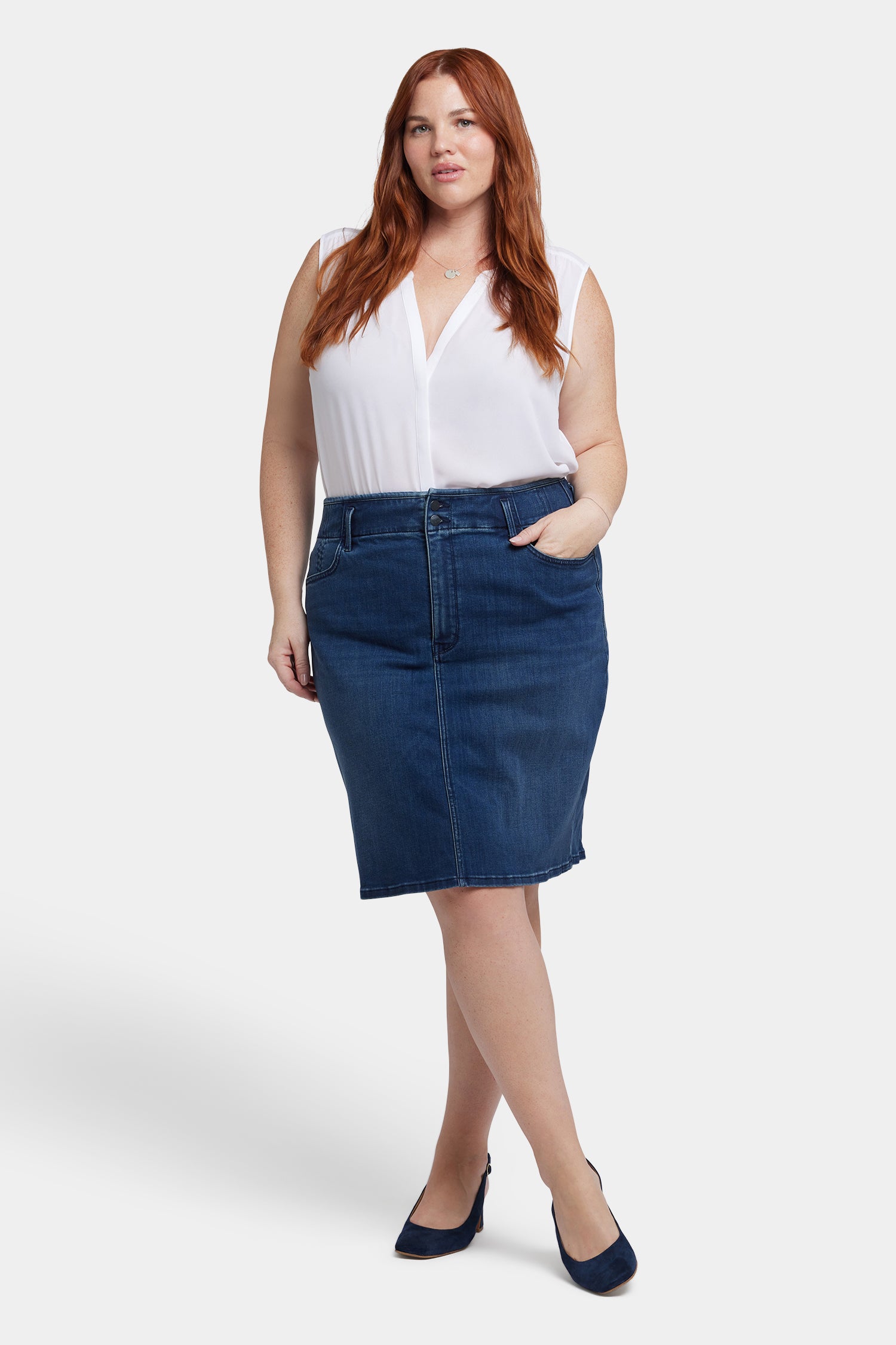 NYDJ High Waist Skirt In Plus Size  - Ibiza Blues