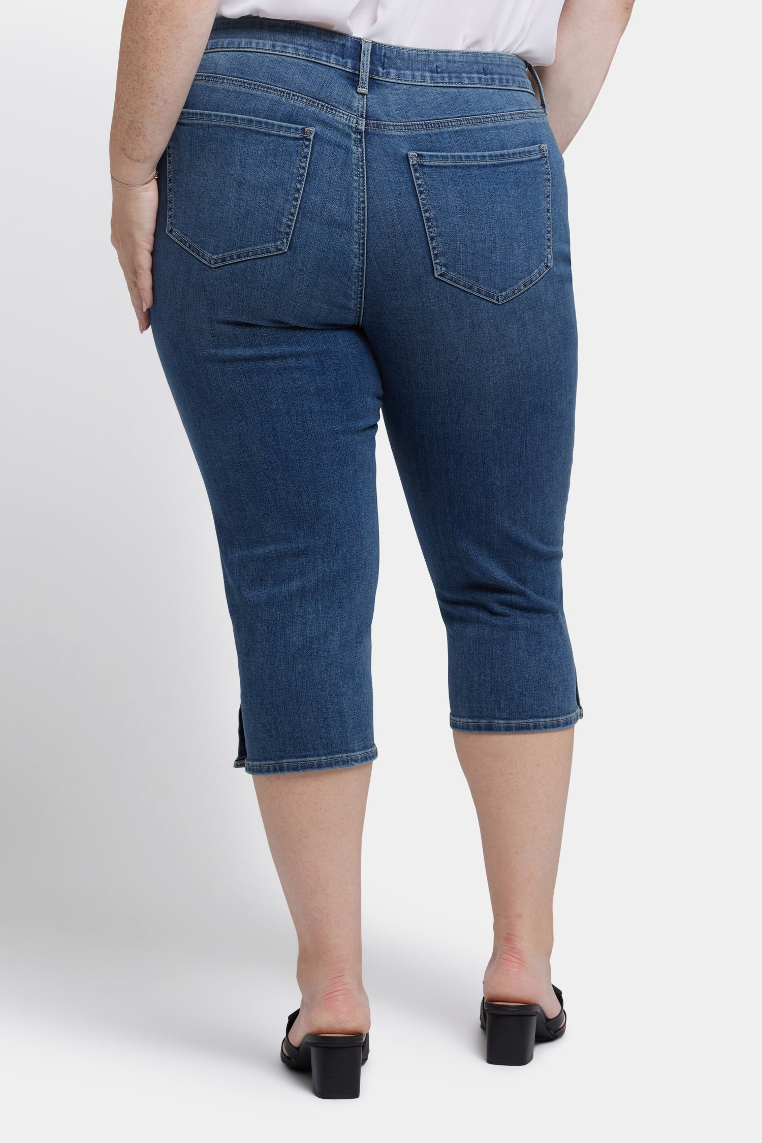 NYDJ Marilyn Straight Crop Jeans In Plus Size With Side Button Plackets - Valencia Surf