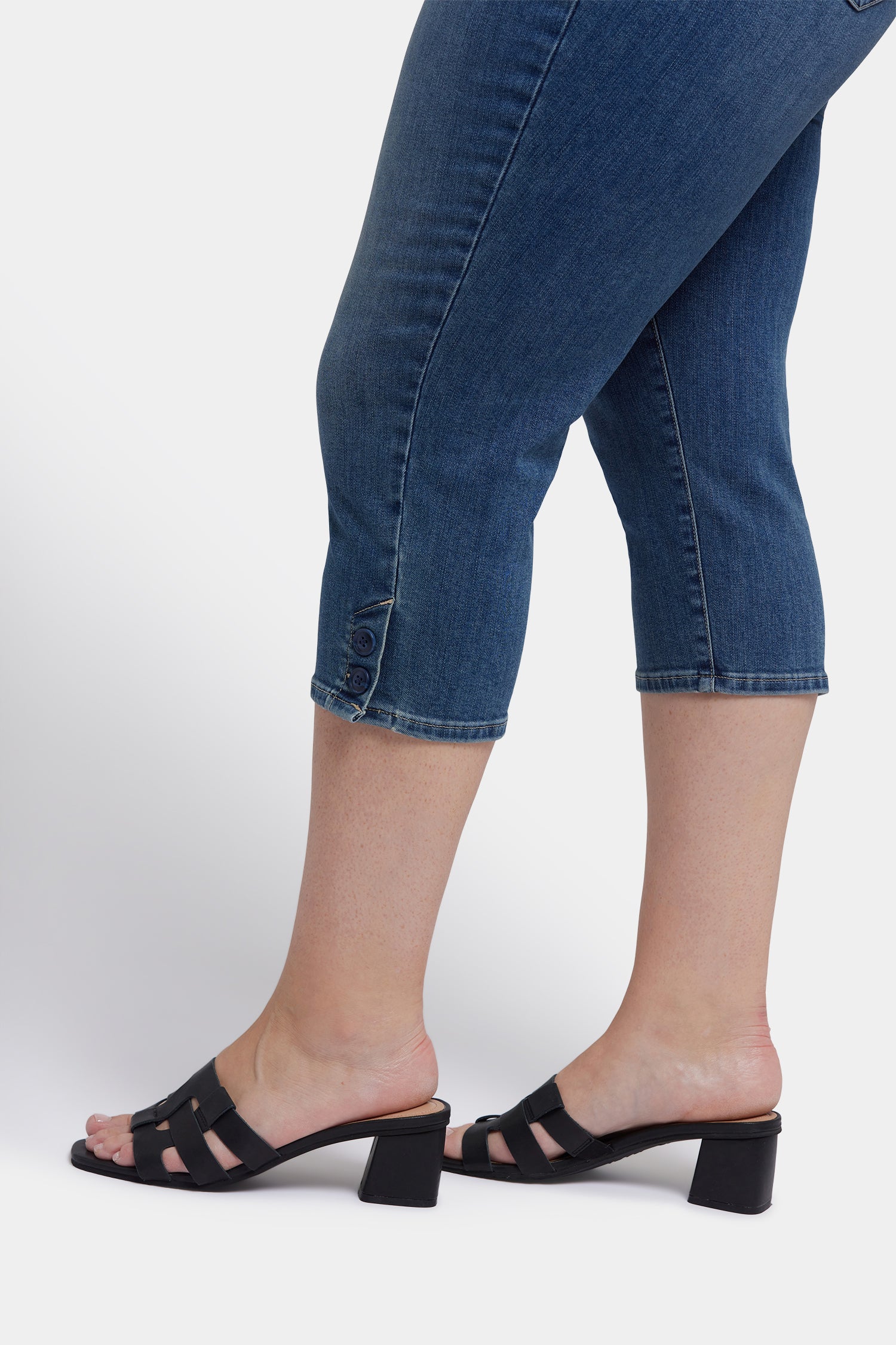 NYDJ Marilyn Straight Crop Jeans In Plus Size With Side Button Plackets - Valencia Surf