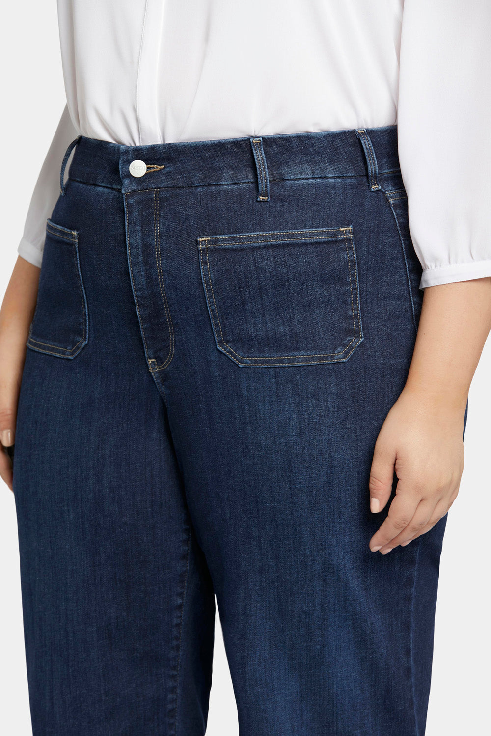 NYDJ Patchie Wide Leg Capri Jeans In Plus Size With Frayed Hems - Sublime
