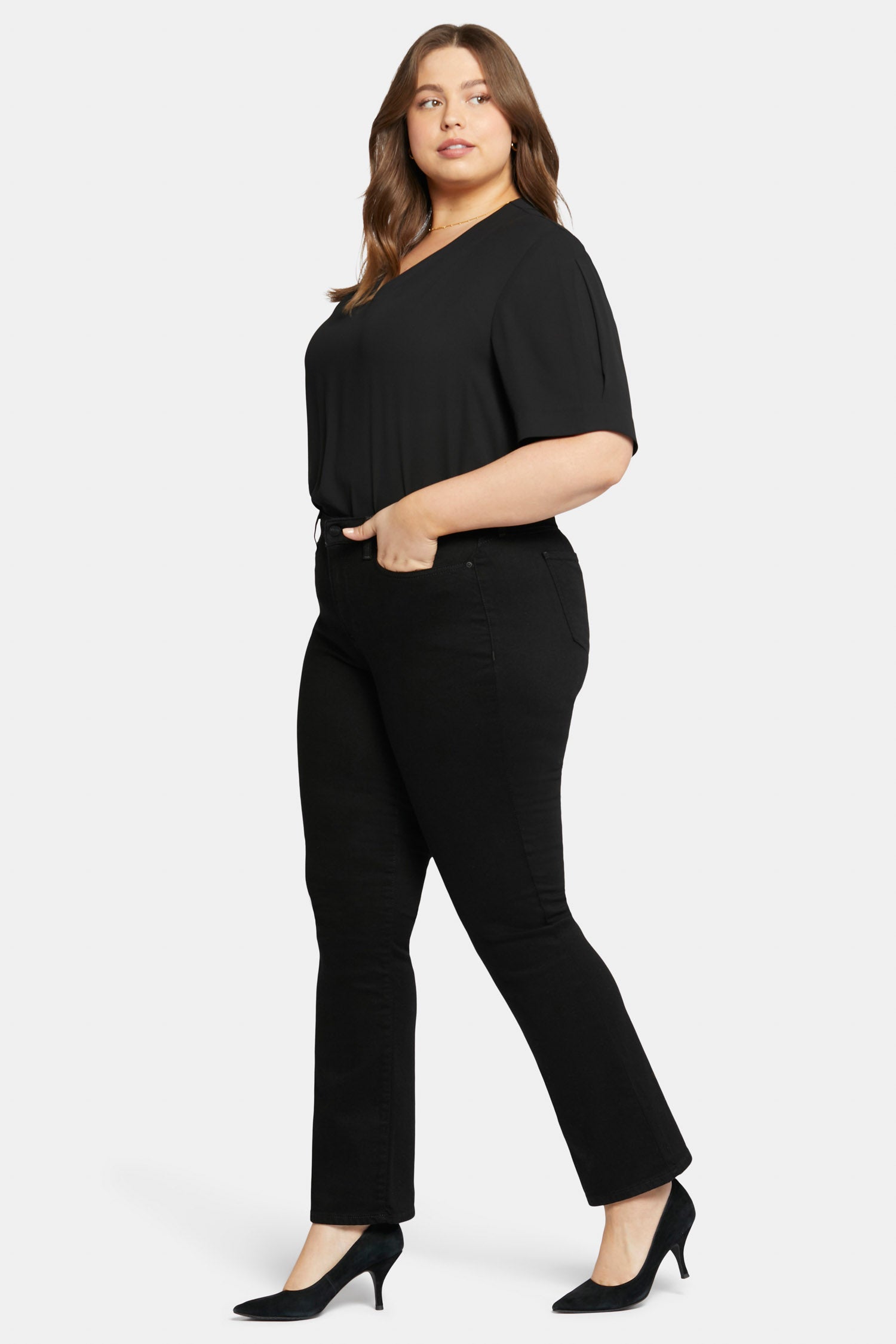 NYDJ Barbara Bootcut Jeans In Plus Size  - Black