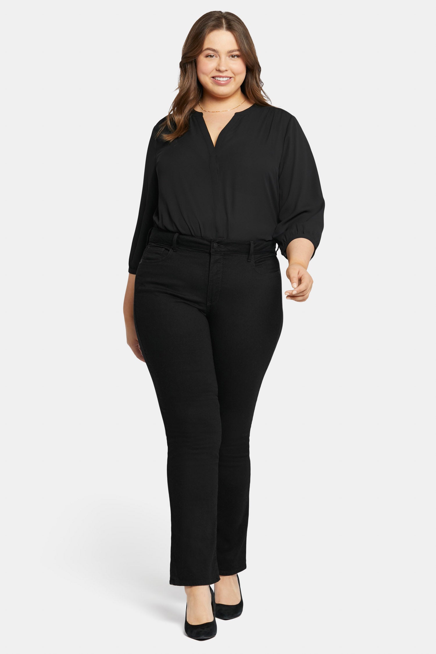 NYDJ Marilyn Straight Jeans In Plus Size  - Black