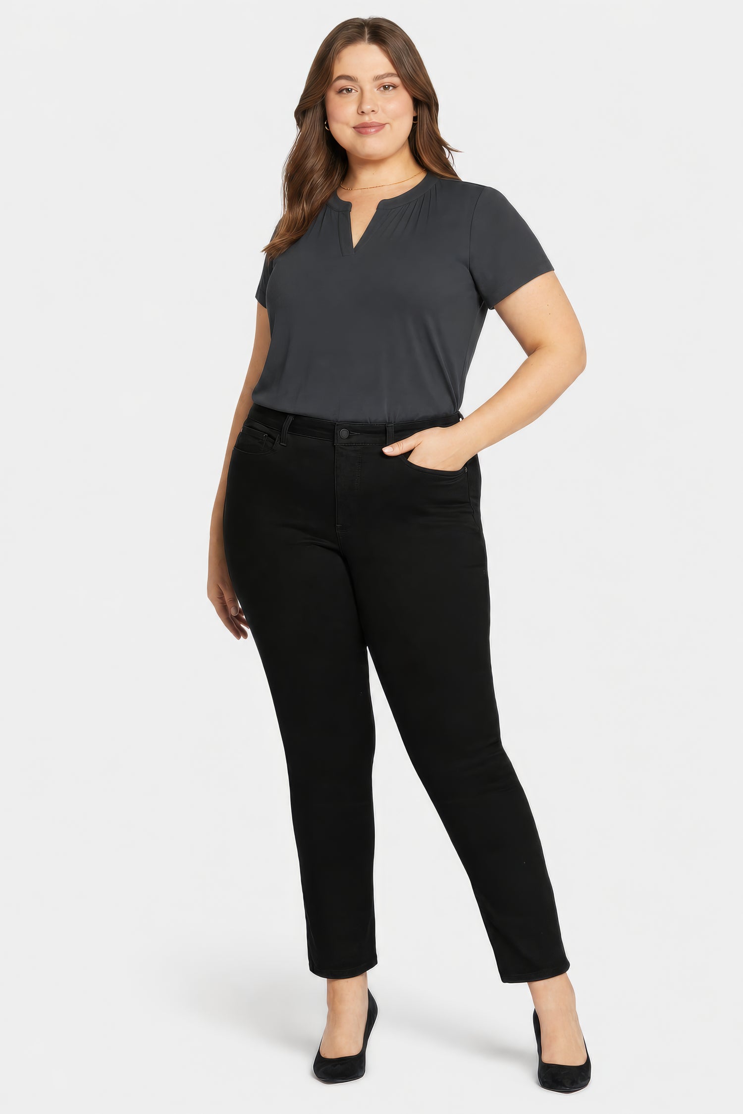NYDJ Sheri Slim Jeans In Plus Size  - Black