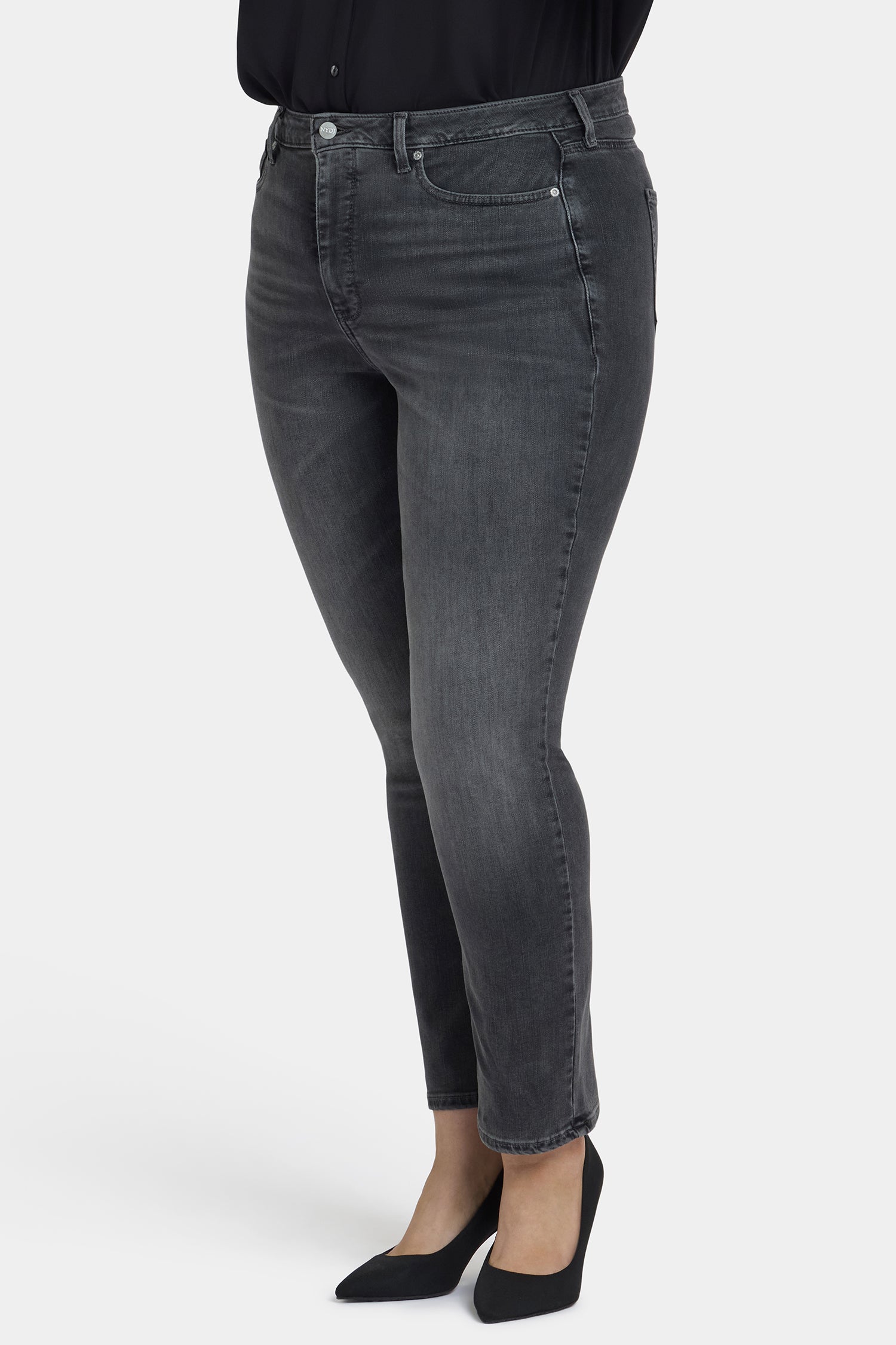 NYDJ Sheri Slim Jeans In Plus Size With High Rise - Gloomy Marais