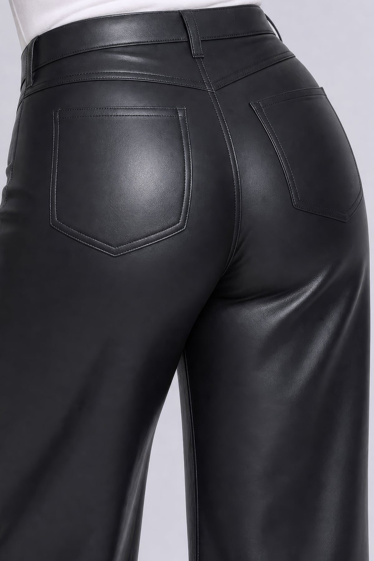 NYDJ Vegan Stretch Leather Teresa Wide Leg Pants In Plus Size Sculpt-Her™ Collection - Black