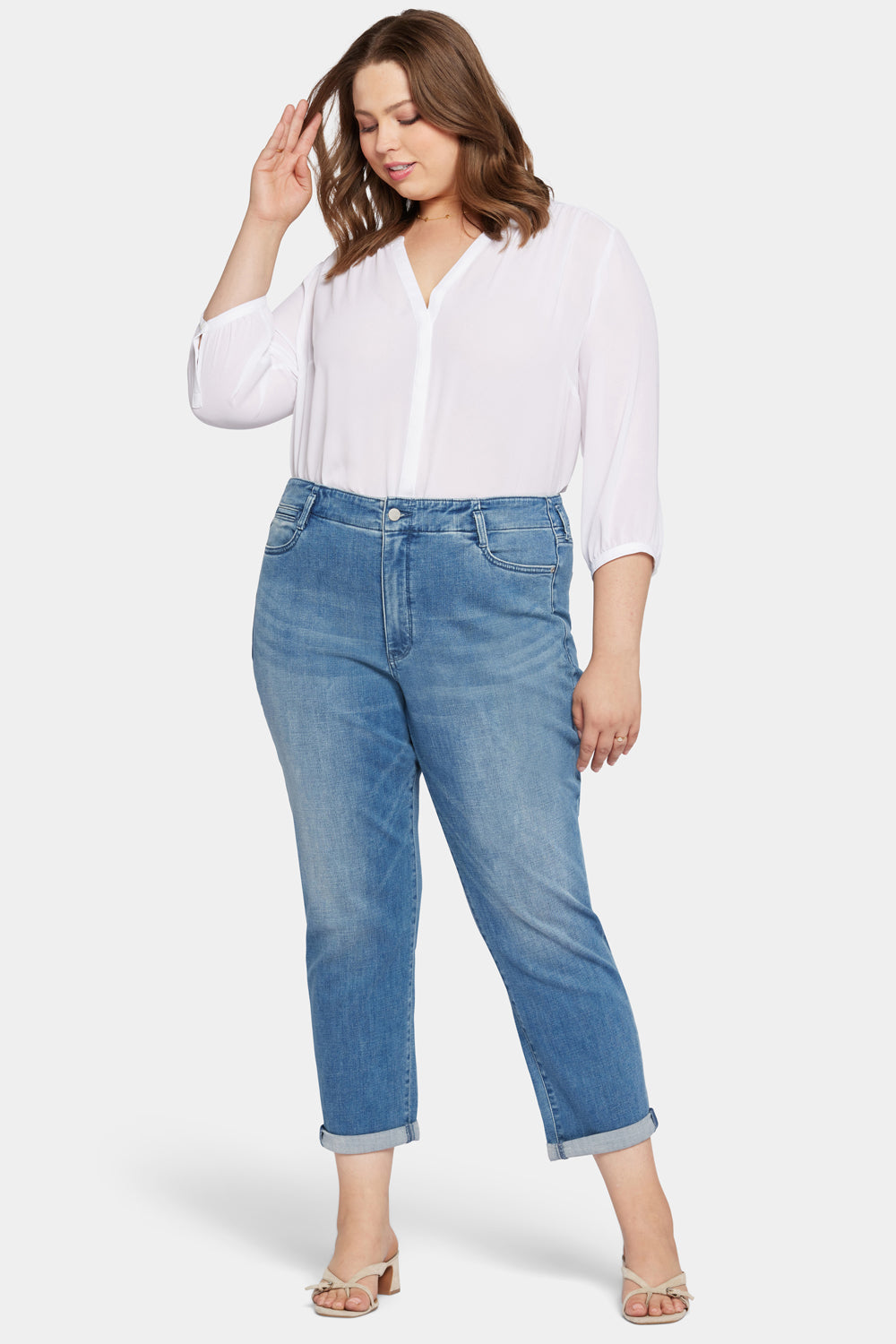 NYDJ Margot Girlfriend Jeans In Petite Plus Size With High Rise - Stunning