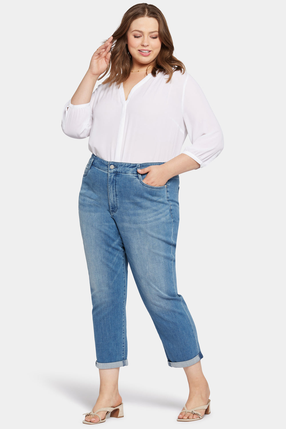 NYDJ Margot Girlfriend Jeans In Petite Plus Size With High Rise - Stunning