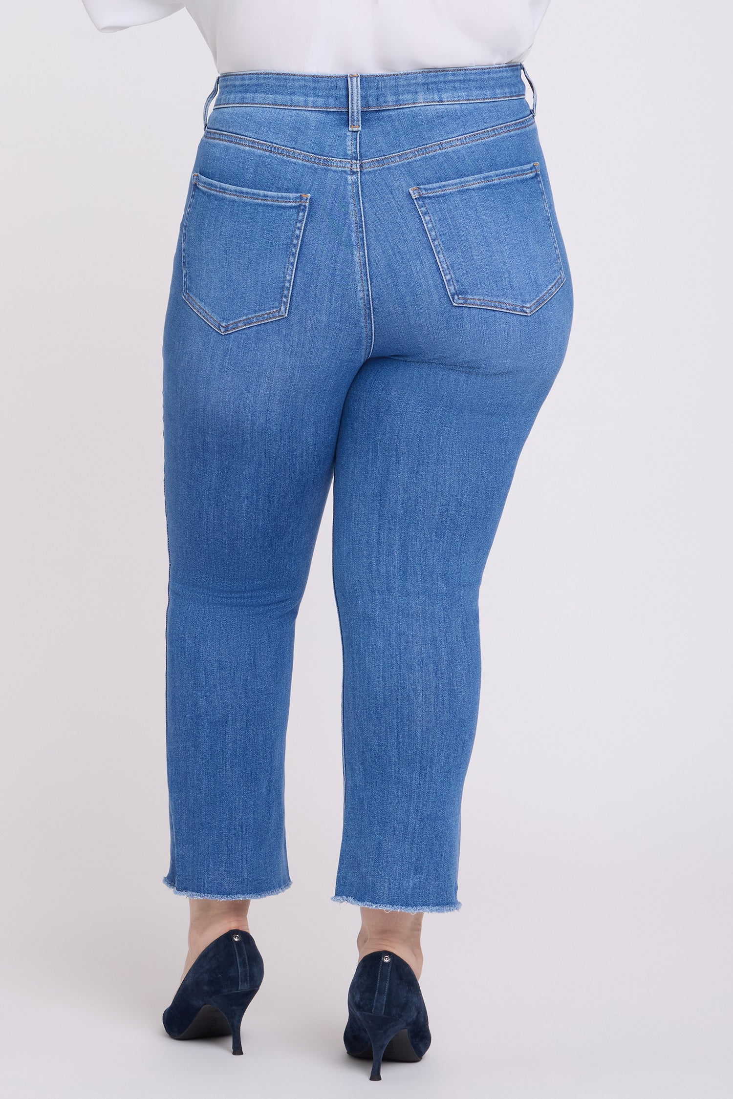 NYDJ Billie Mini Bootcut Ankle Jeans In Plus Size With High Rise And Frayed Hems - Blue Paradise