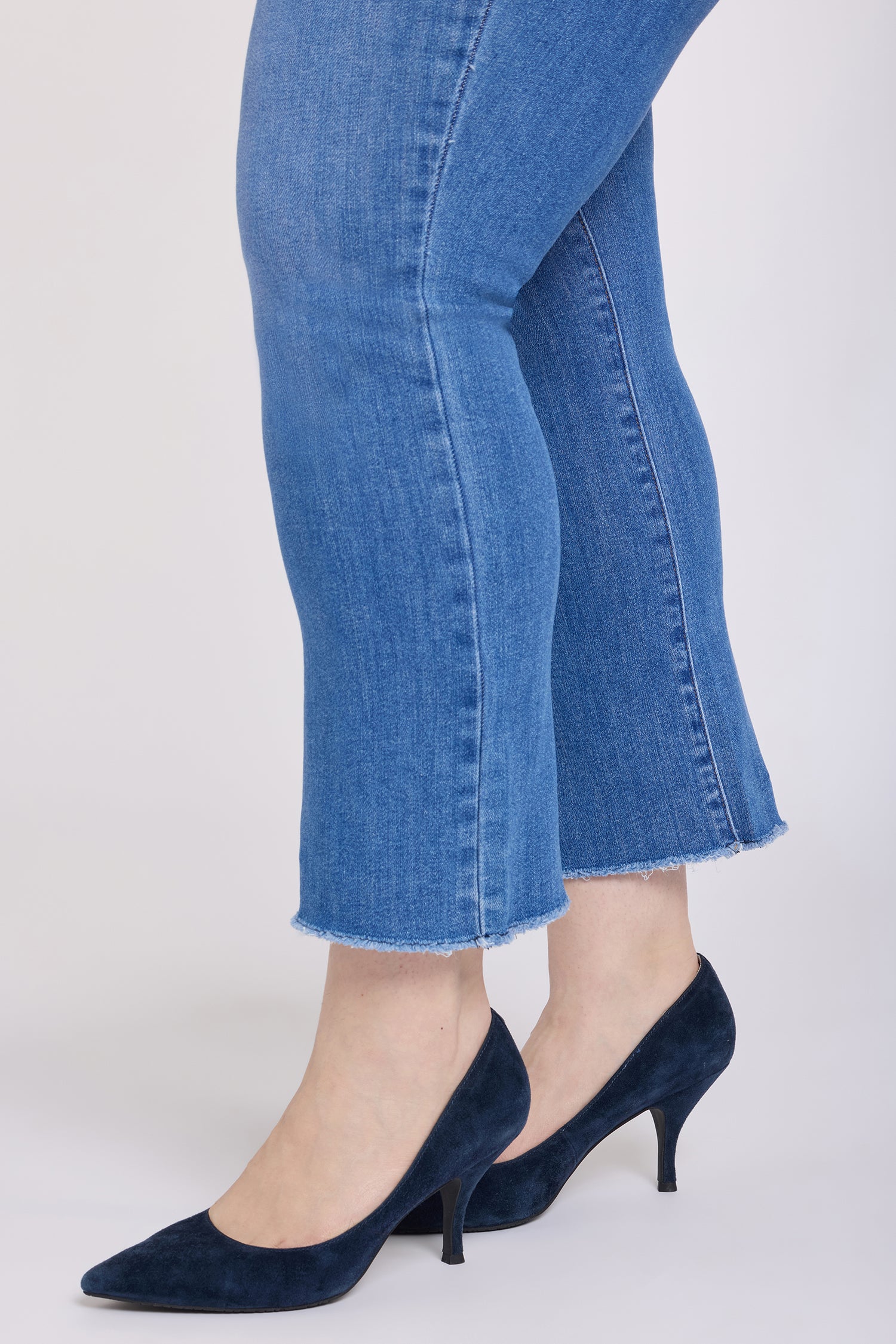 NYDJ Billie Mini Bootcut Ankle Jeans In Plus Size With High Rise And Frayed Hems - Blue Paradise